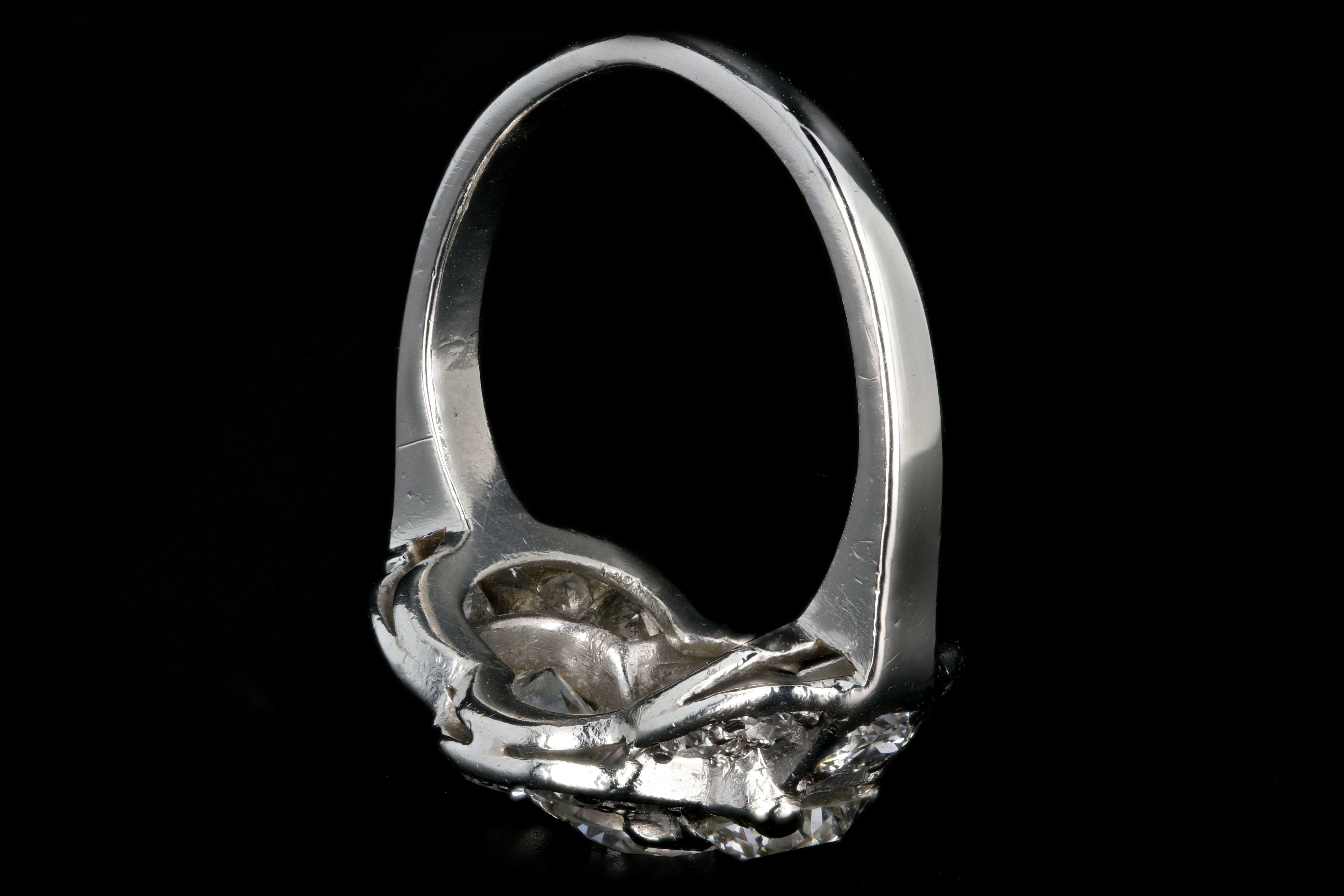 Art Deco Platinum 2.1 Carat Total Weight Old European Cut Diamond Ring - Queen May