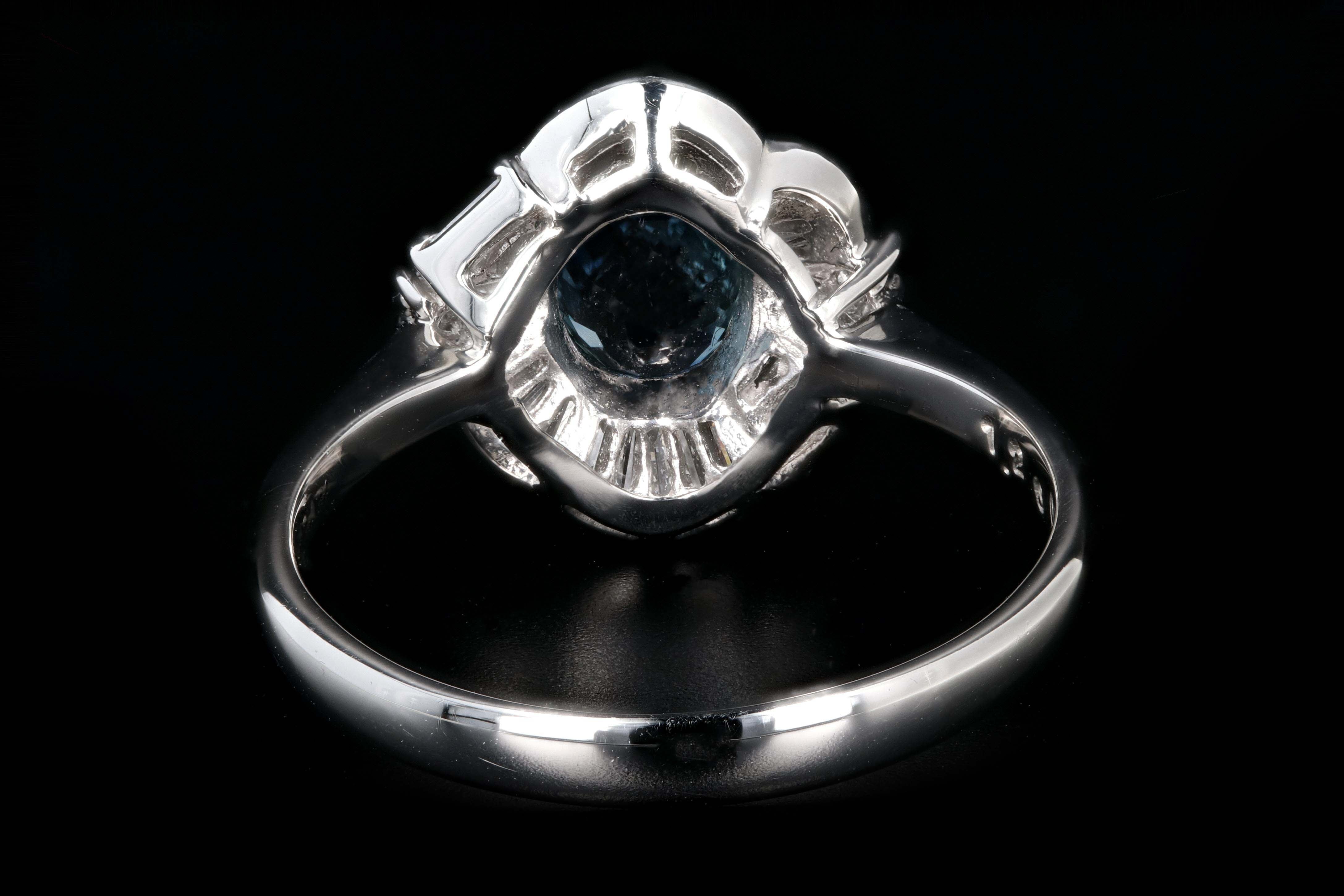 Retro Platinum 1.26 Carat Natural Blue Sapphire and Diamond Ring - Queen May
