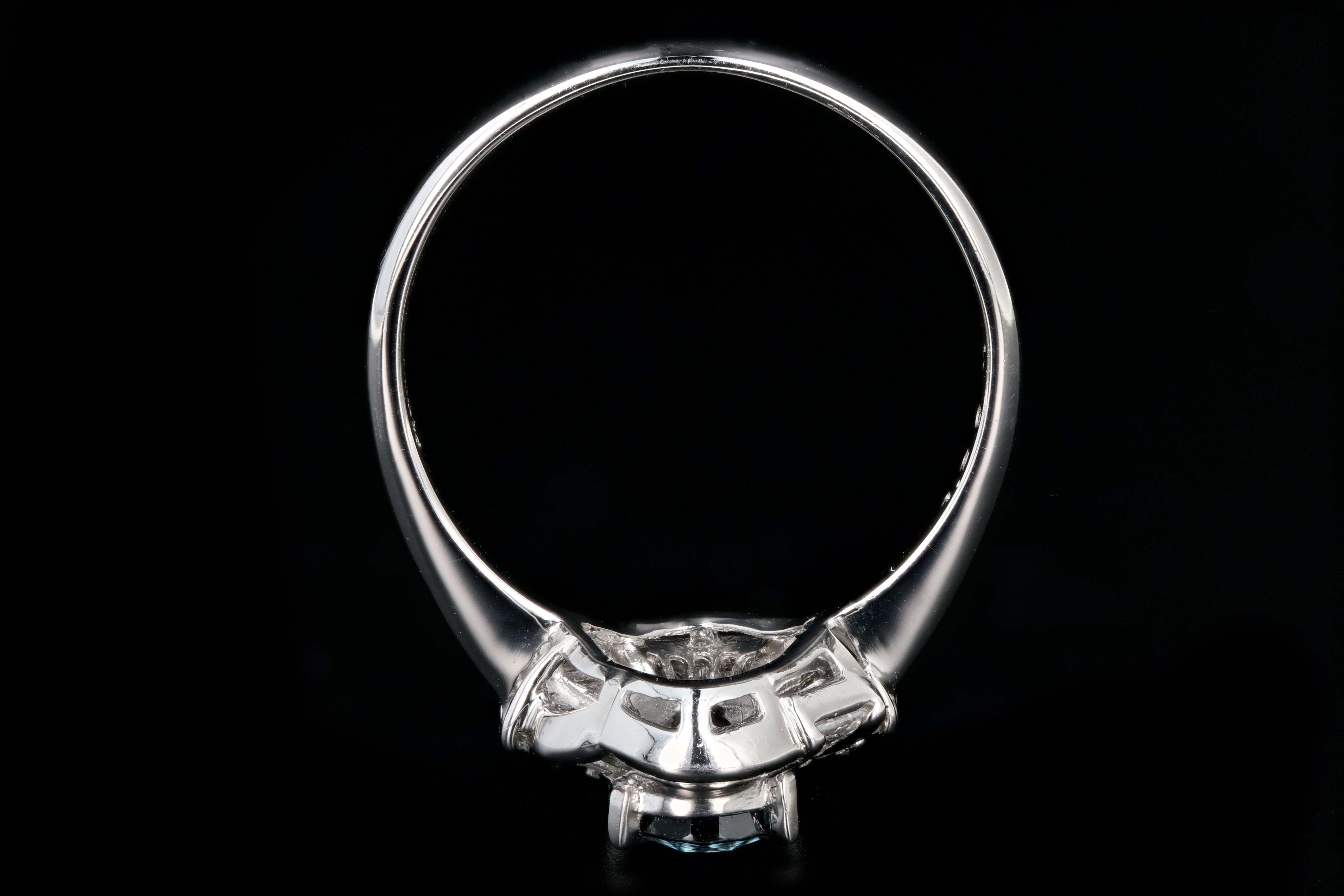 Retro Platinum 1.26 Carat Natural Blue Sapphire and Diamond Ring - Queen May