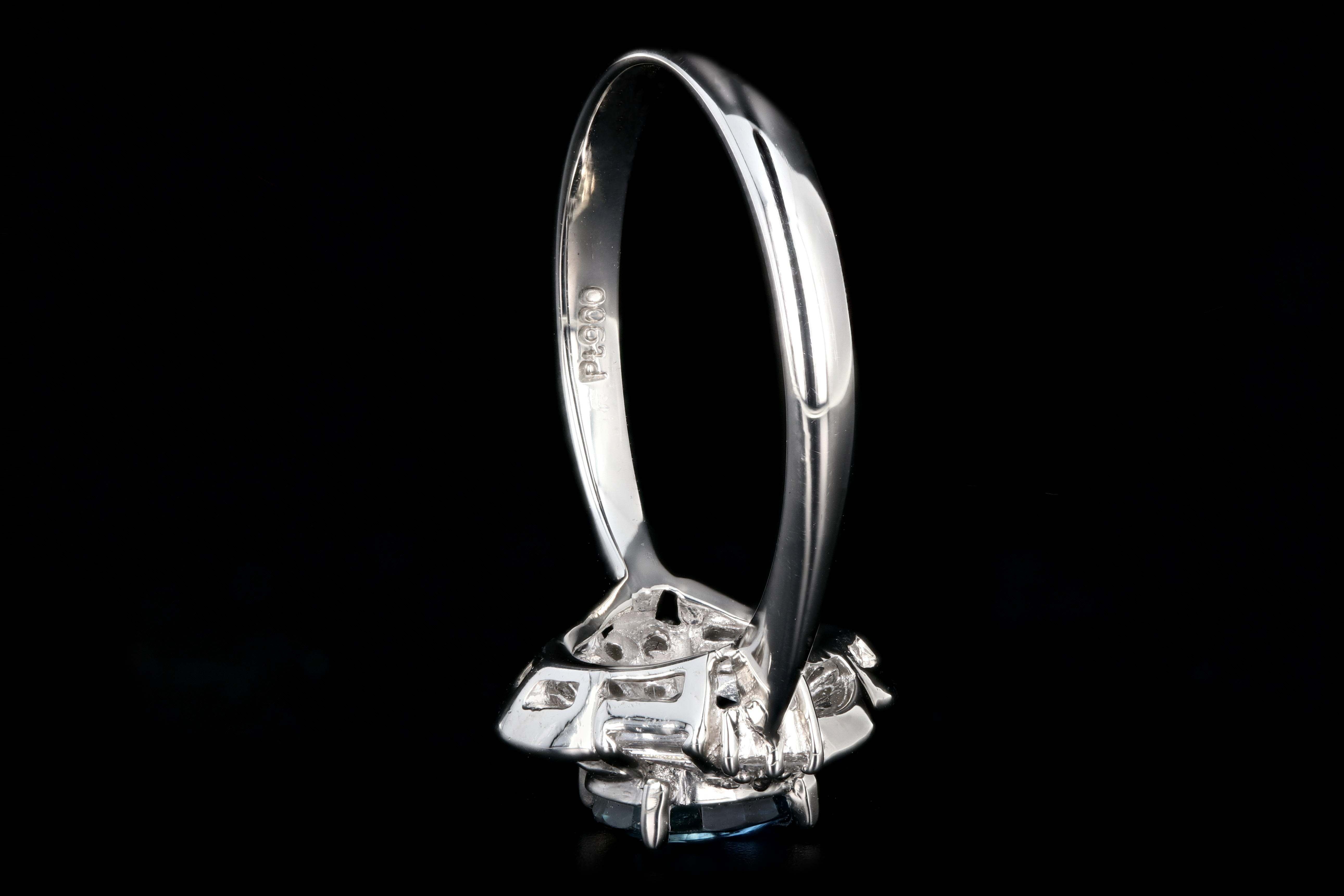 Retro Platinum 1.26 Carat Natural Blue Sapphire and Diamond Ring - Queen May