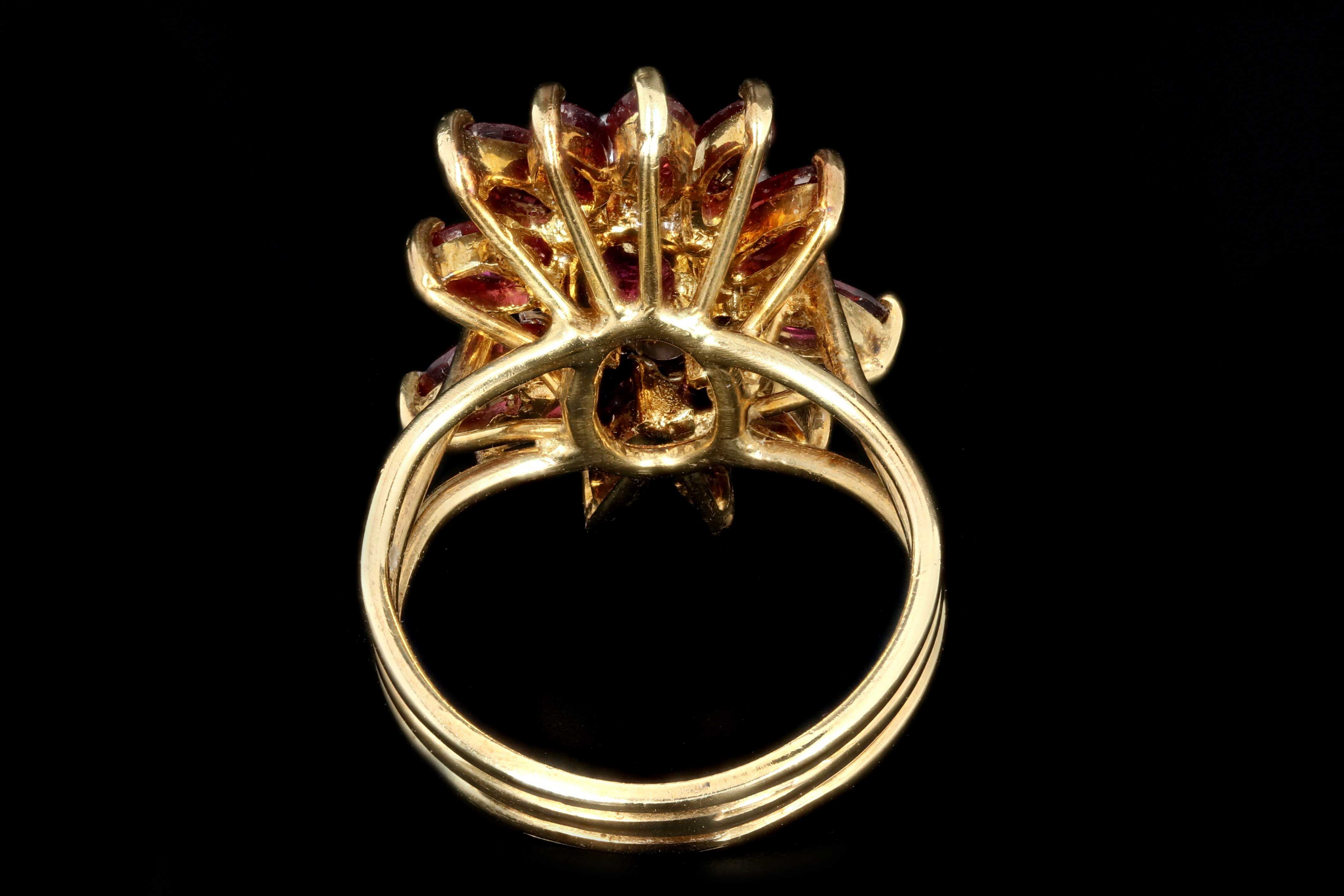 Vintage 14K Yellow Gold Natural Ruby and Diamond Ring - Queen May