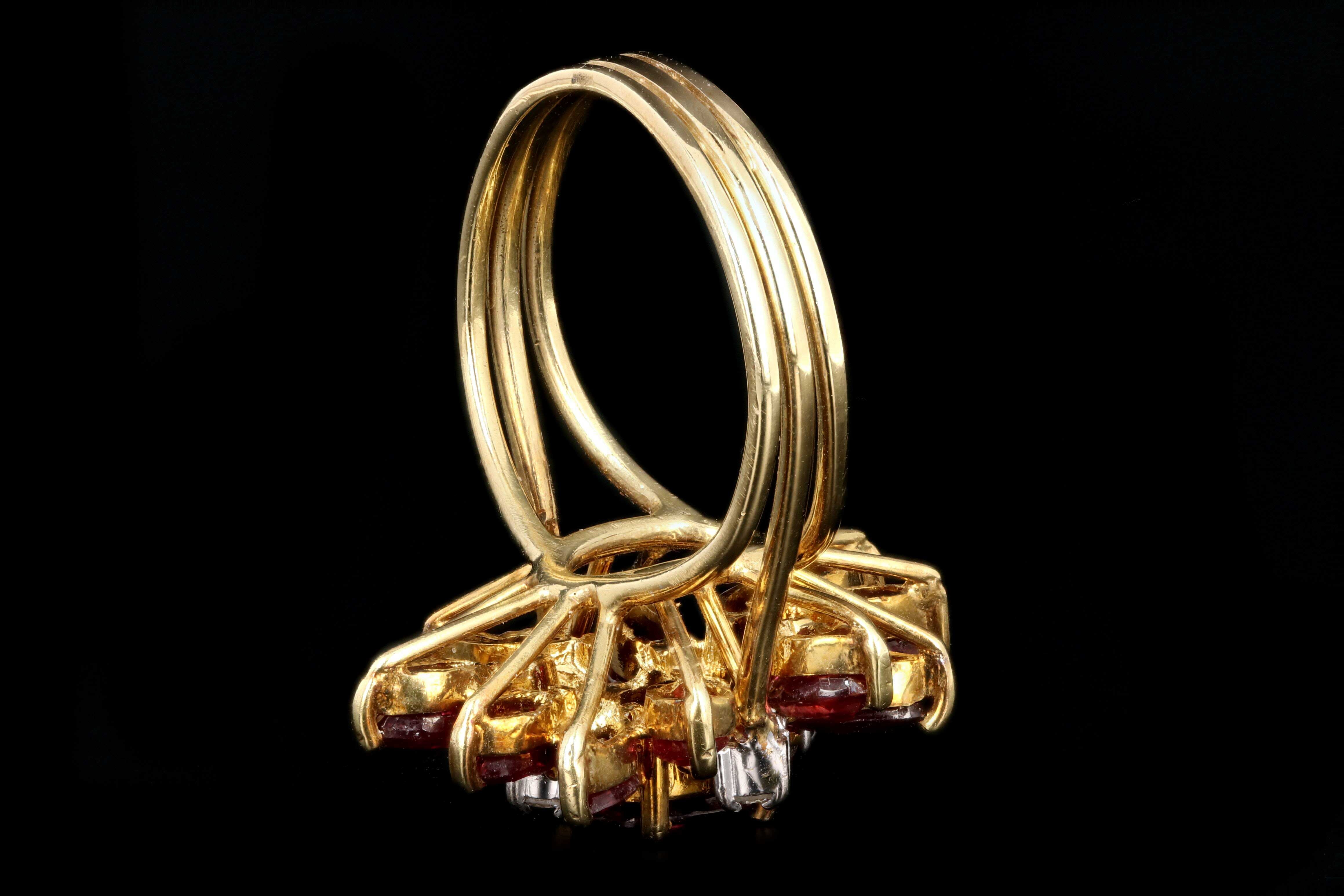 Vintage 14K Yellow Gold Natural Ruby and Diamond Ring - Queen May