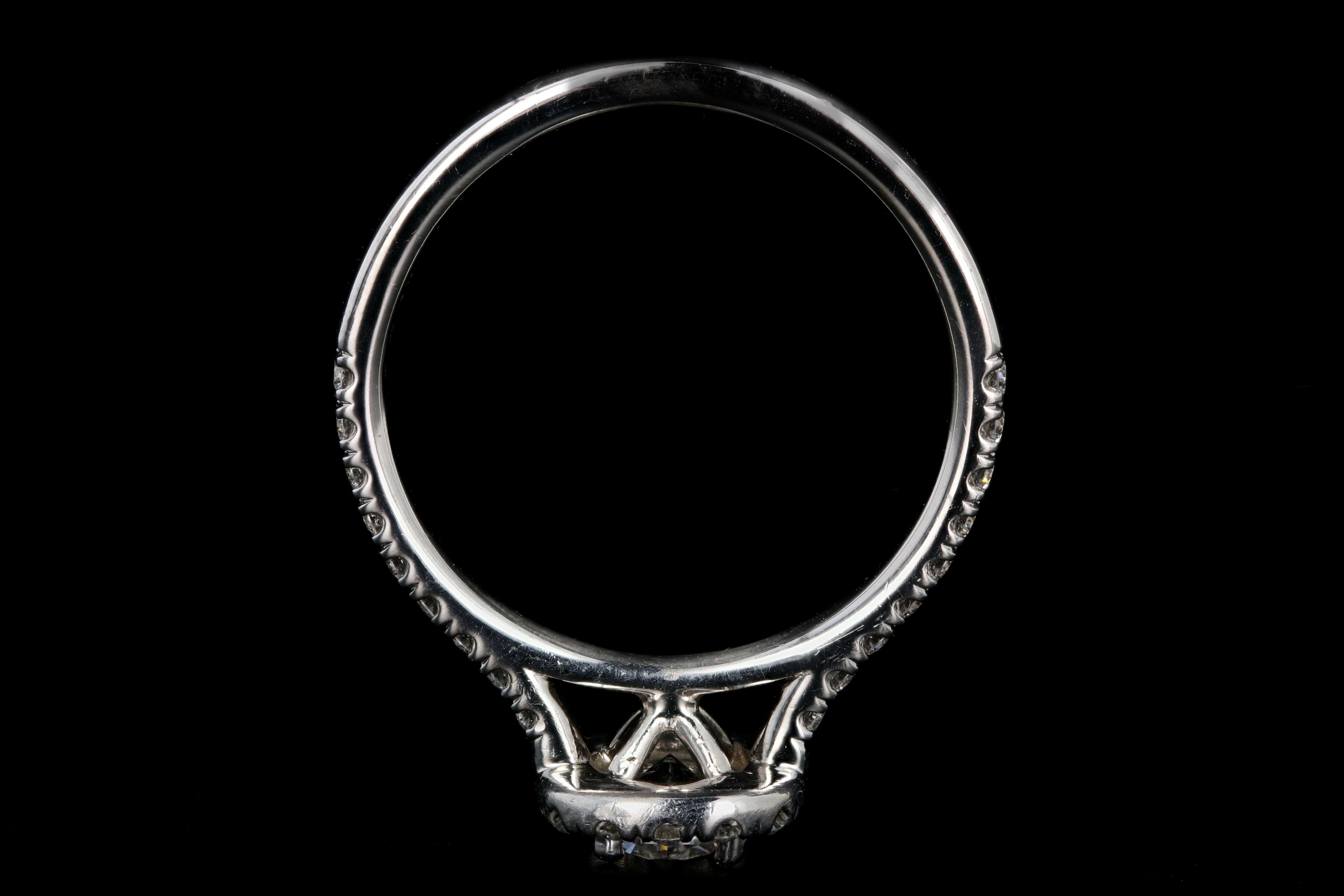 Modern 18K White Gold .40 Carat Round Brilliant Cut Diamond Halo Engagement Ring - Queen May