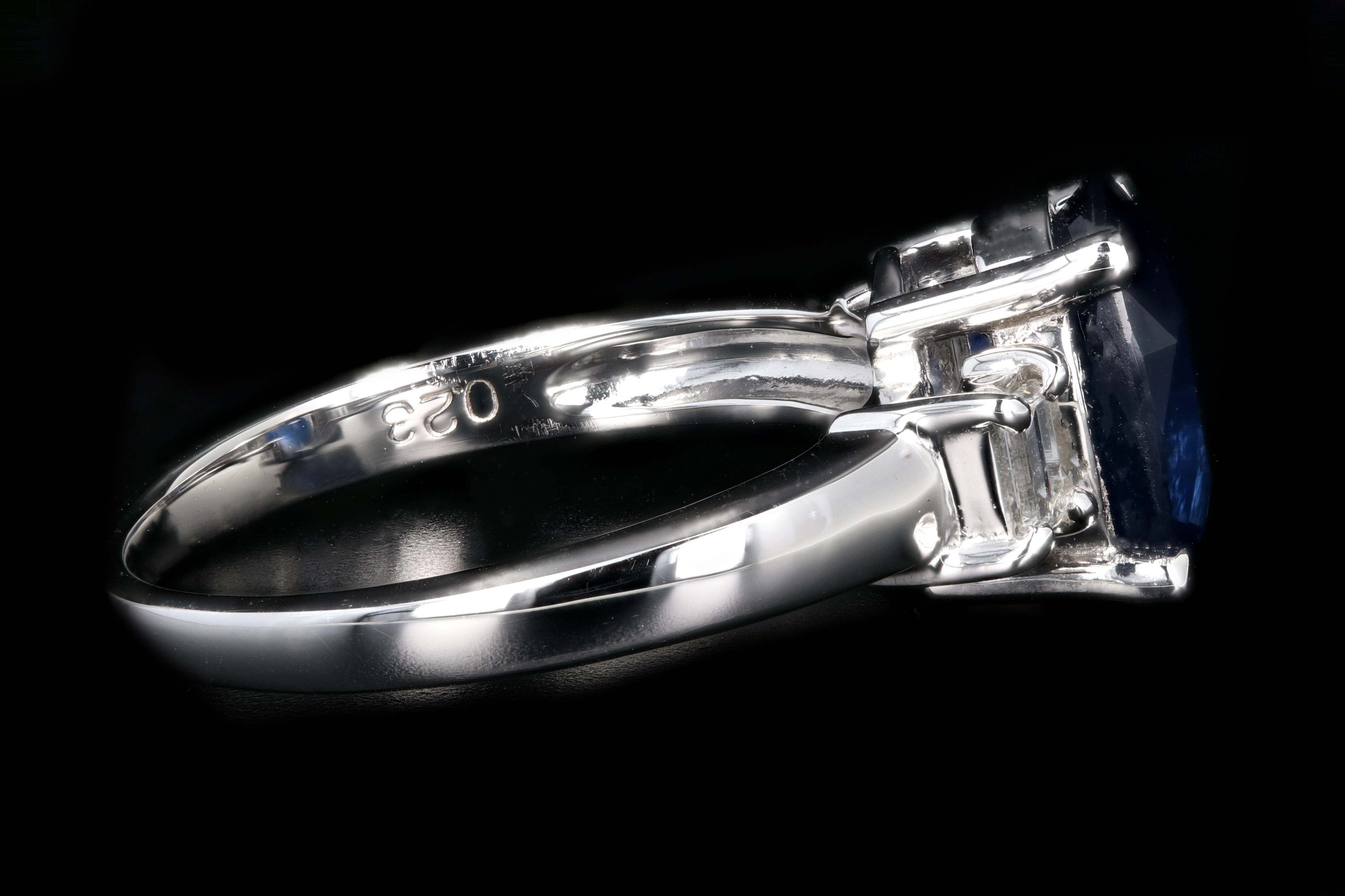 Retro Platinum 2.15 Carat Thailand Natural Royal Blue Sapphire and Diamond Ring - Queen May