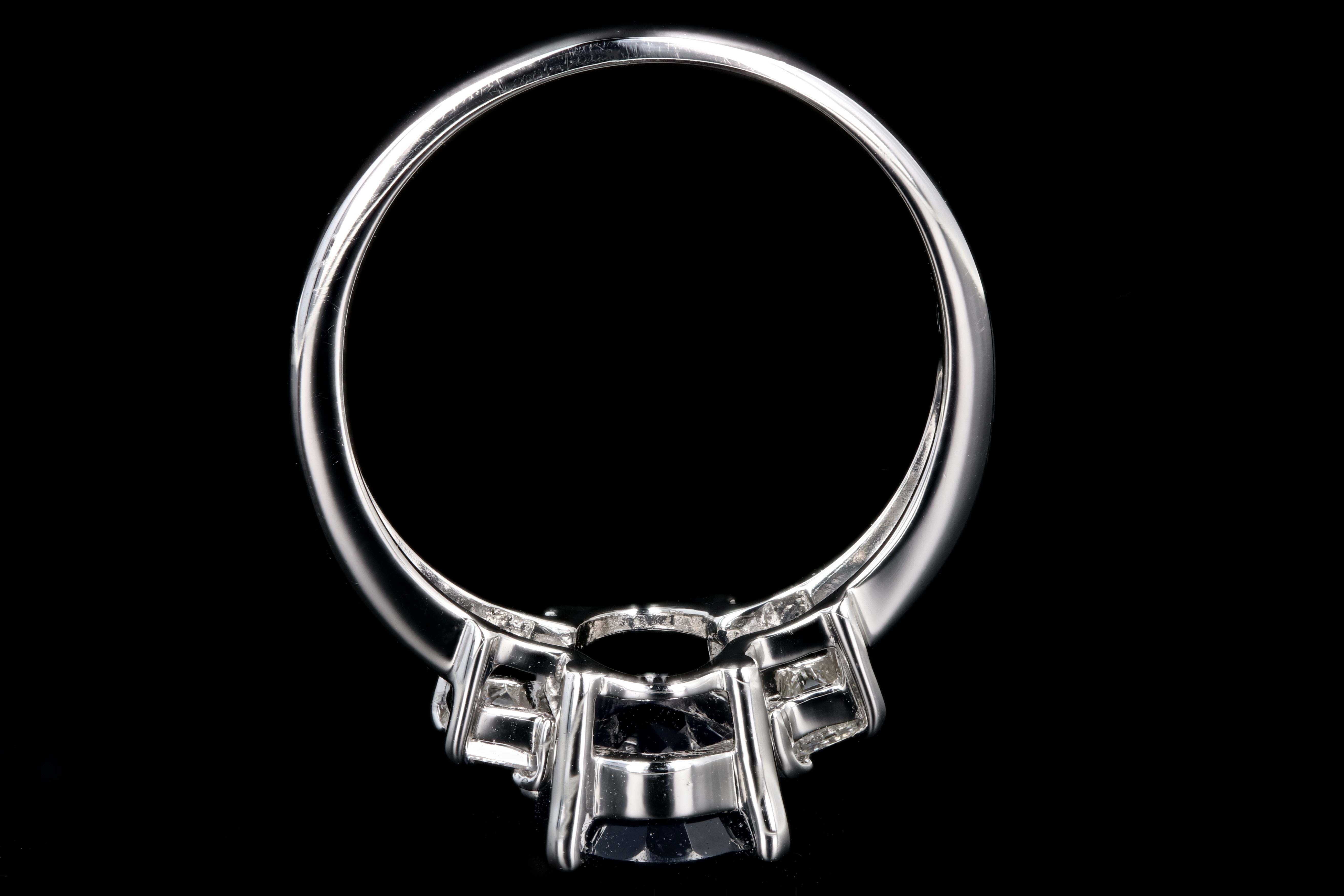 Retro Platinum 2.15 Carat Thailand Natural Royal Blue Sapphire and Diamond Ring - Queen May