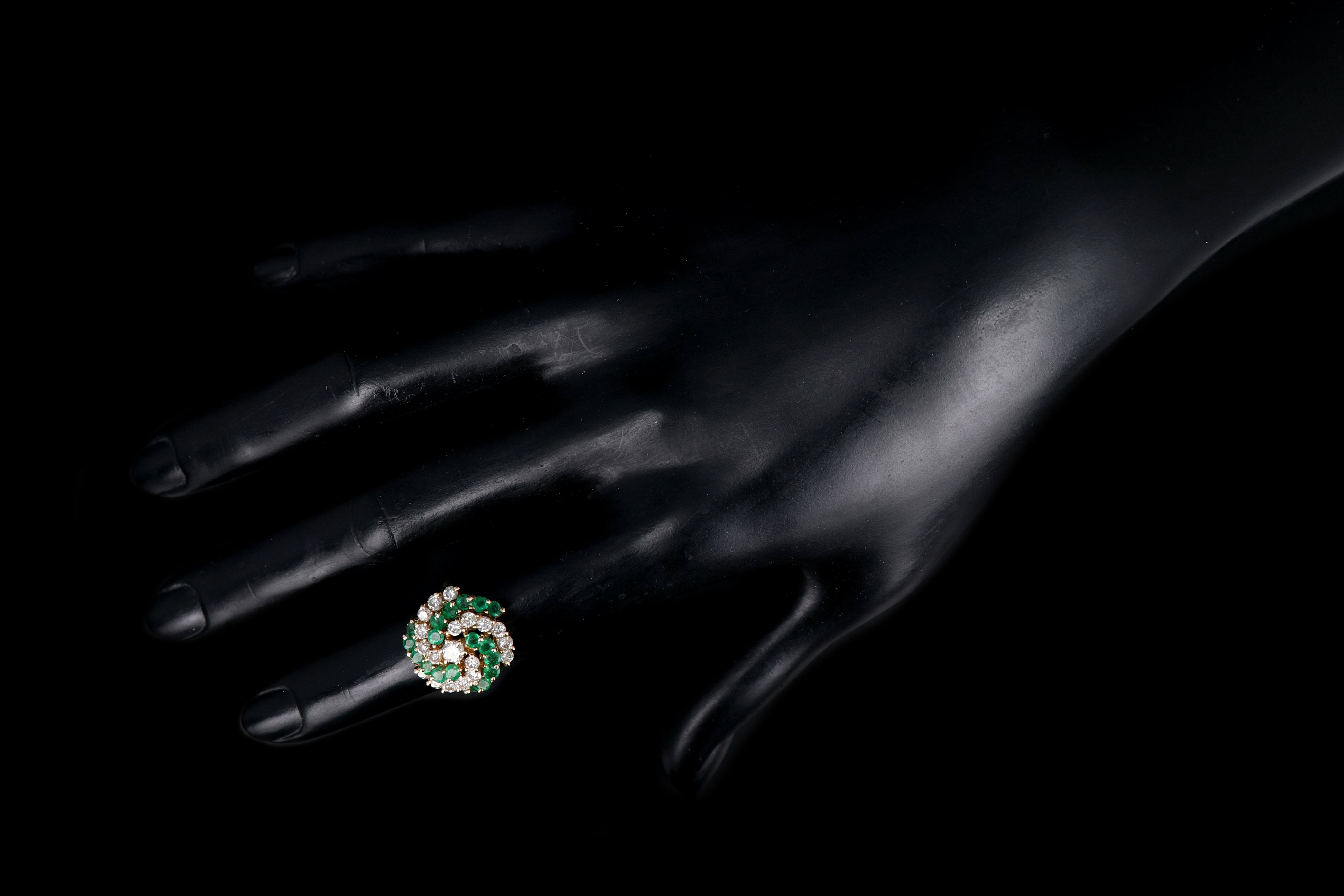 14K Yellow Gold 1.5 Carat Emerald and Diamond Ring - Queen May