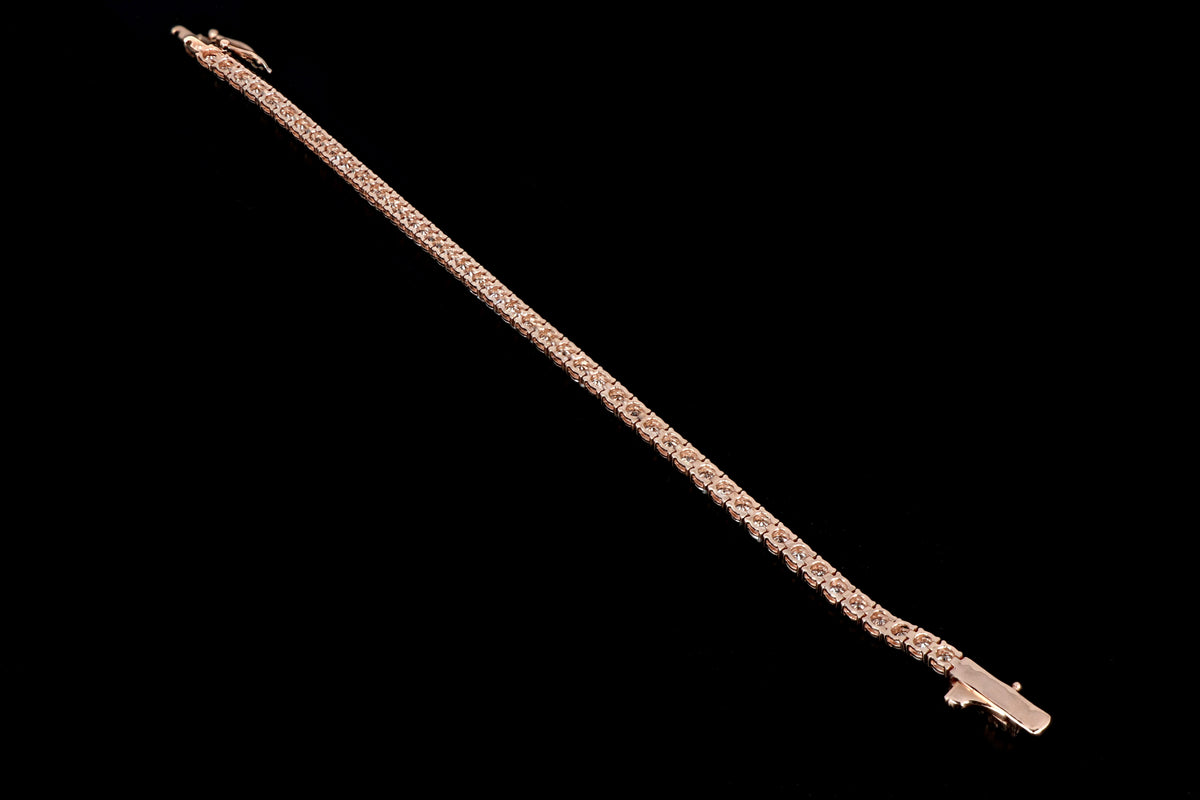 Modern 14K Rose Gold 7.45 Carat Diamond Tennis Bracelet - Queen May