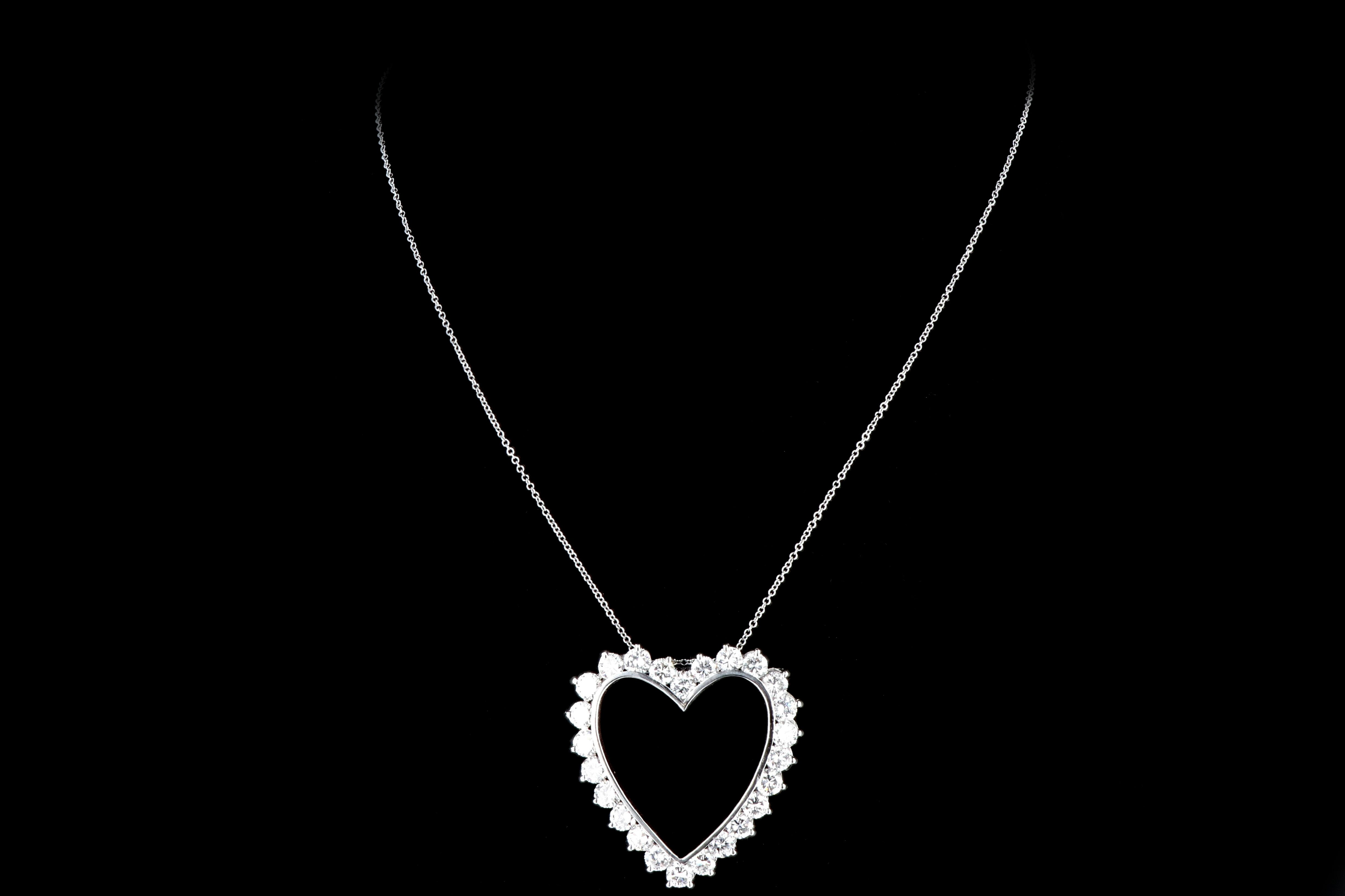 Modern Platinum 6.25CTW Diamond Heart Pendant With 18K Chain - Queen May