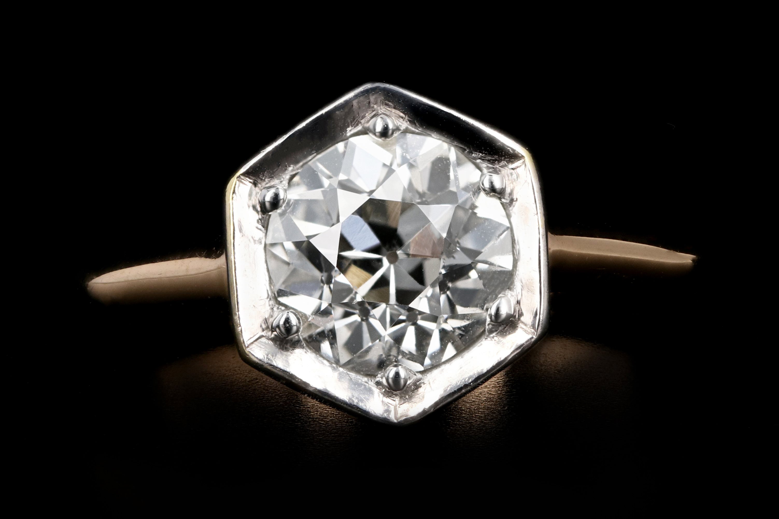 1.54 Carat Old European Diamond Rose Gold Engagement Art Deco Ring - Queen May