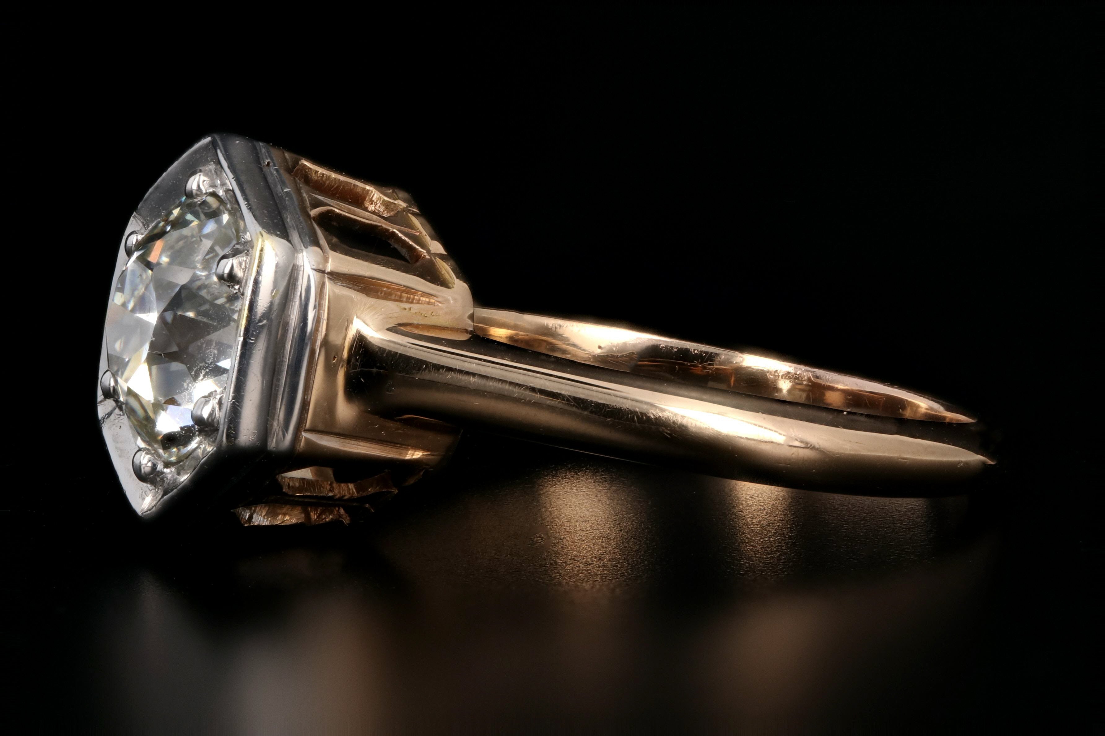 1.54 Carat Old European Diamond Rose Gold Engagement Art Deco Ring - Queen May