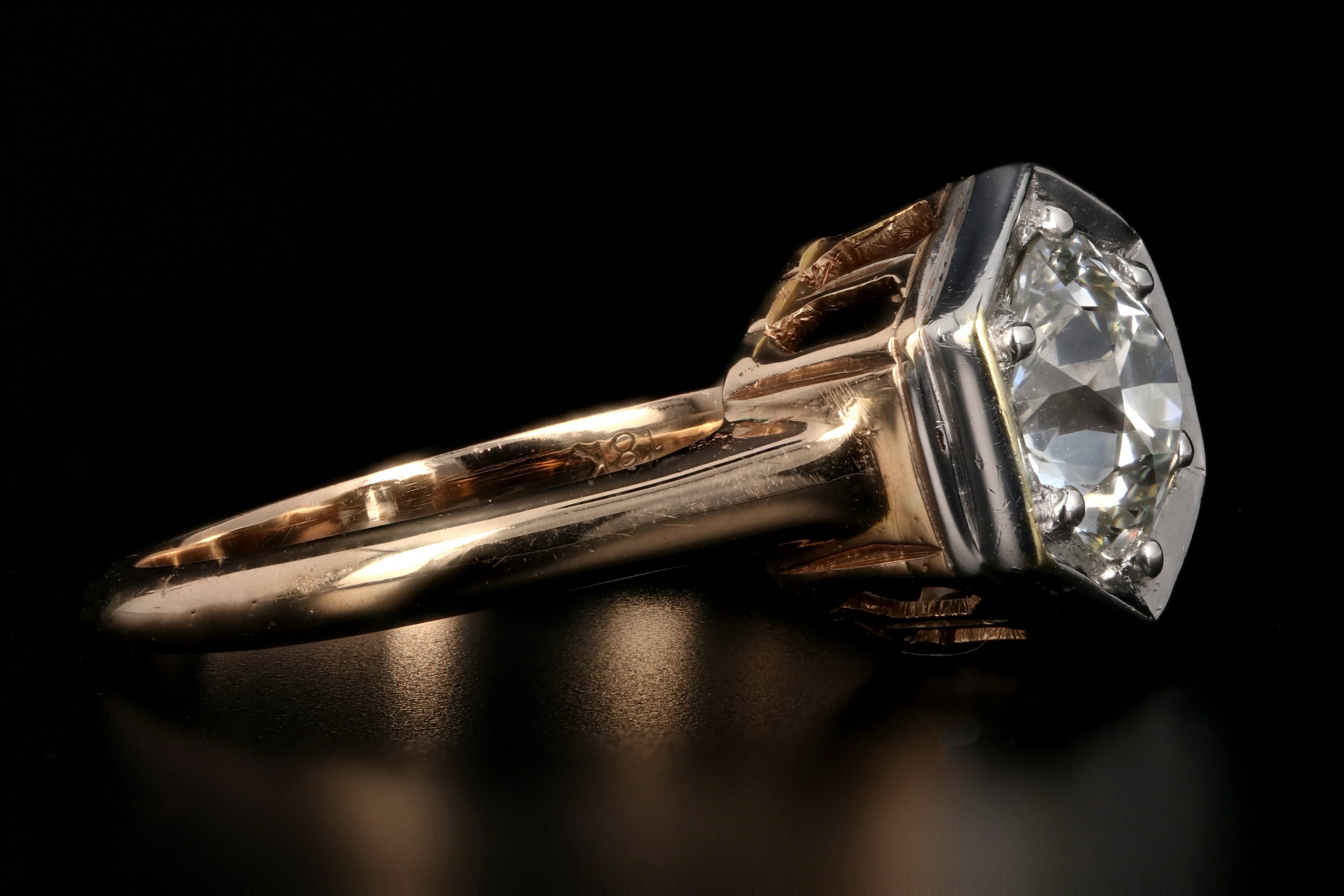 1.54 Carat Old European Diamond Rose Gold Engagement Art Deco Ring - Queen May