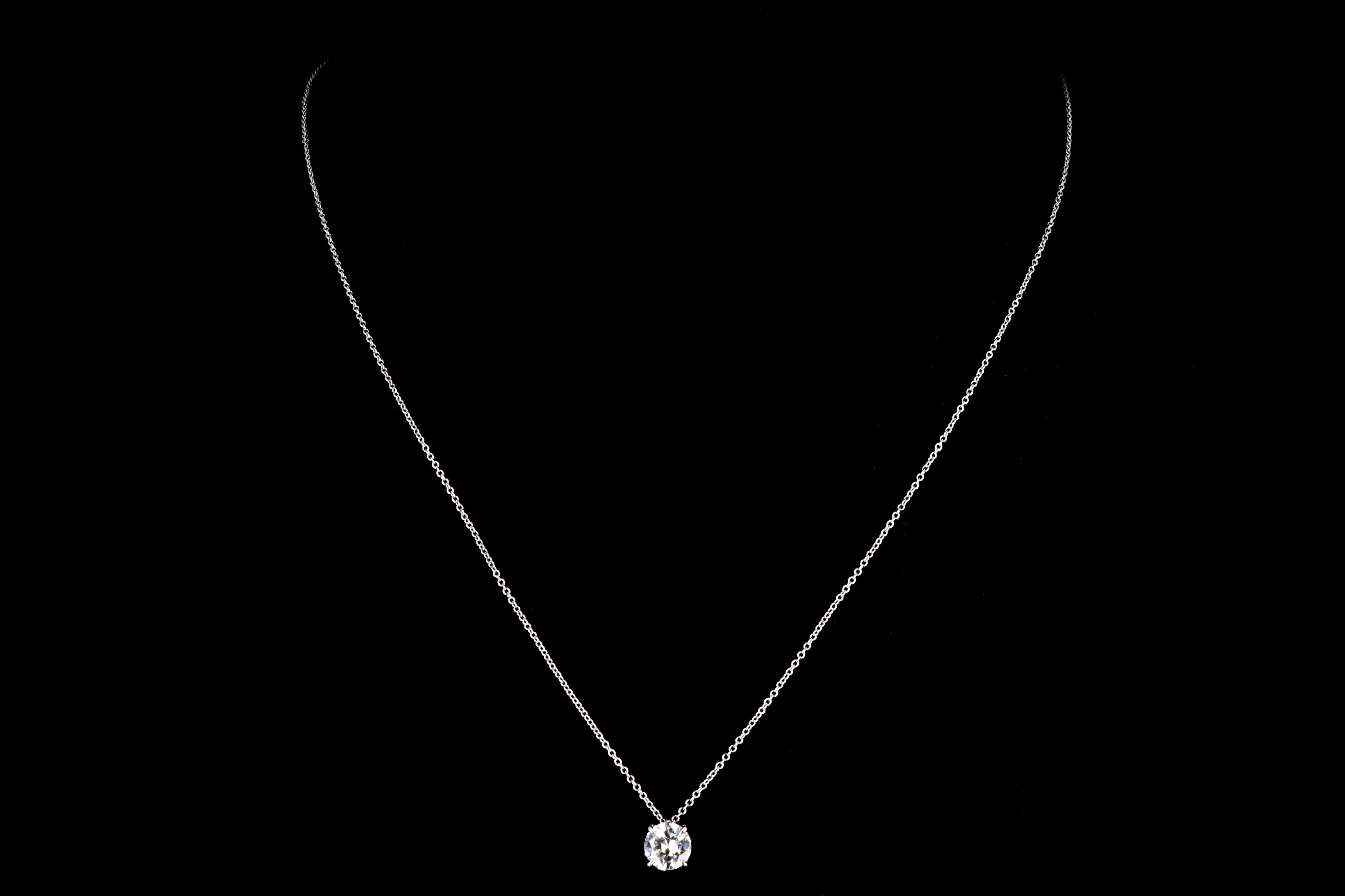 New 18K White Gold 1.19 Carat Round Brilliant Cut Diamond Pendant GIA Certified - Queen May