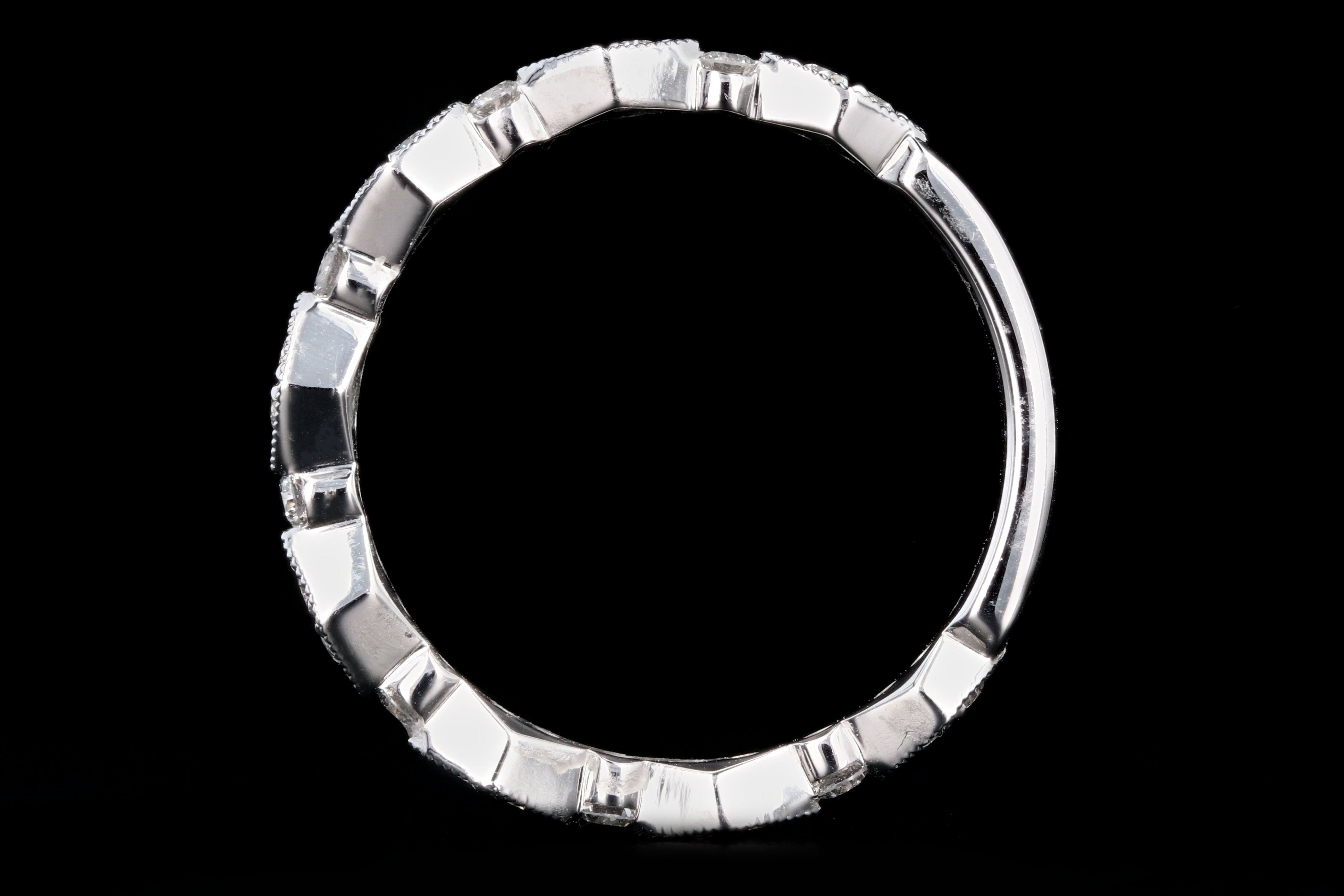 14K White Gold Diamond and Emerald, Ruby or Sapphire Half Eternity Band - Queen May