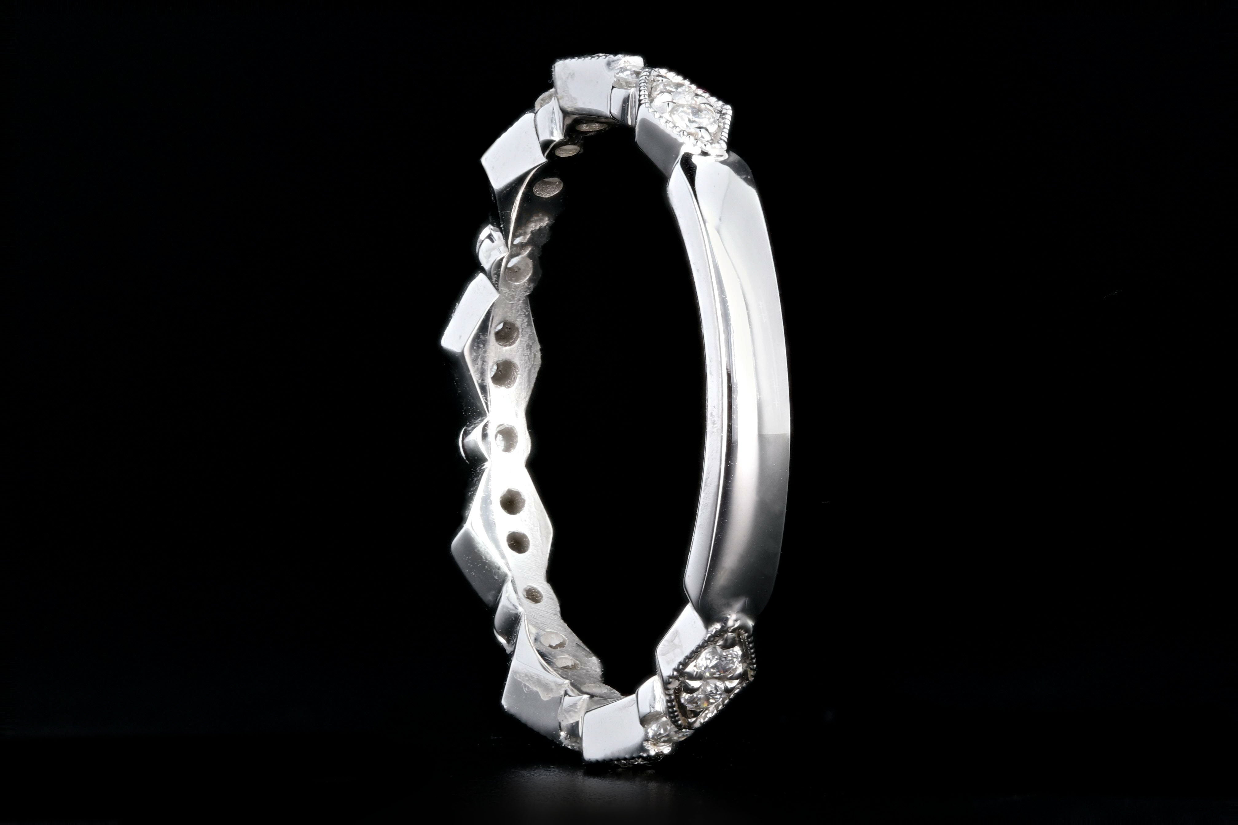 14K White Gold Diamond and Emerald, Ruby or Sapphire Half Eternity Band - Queen May