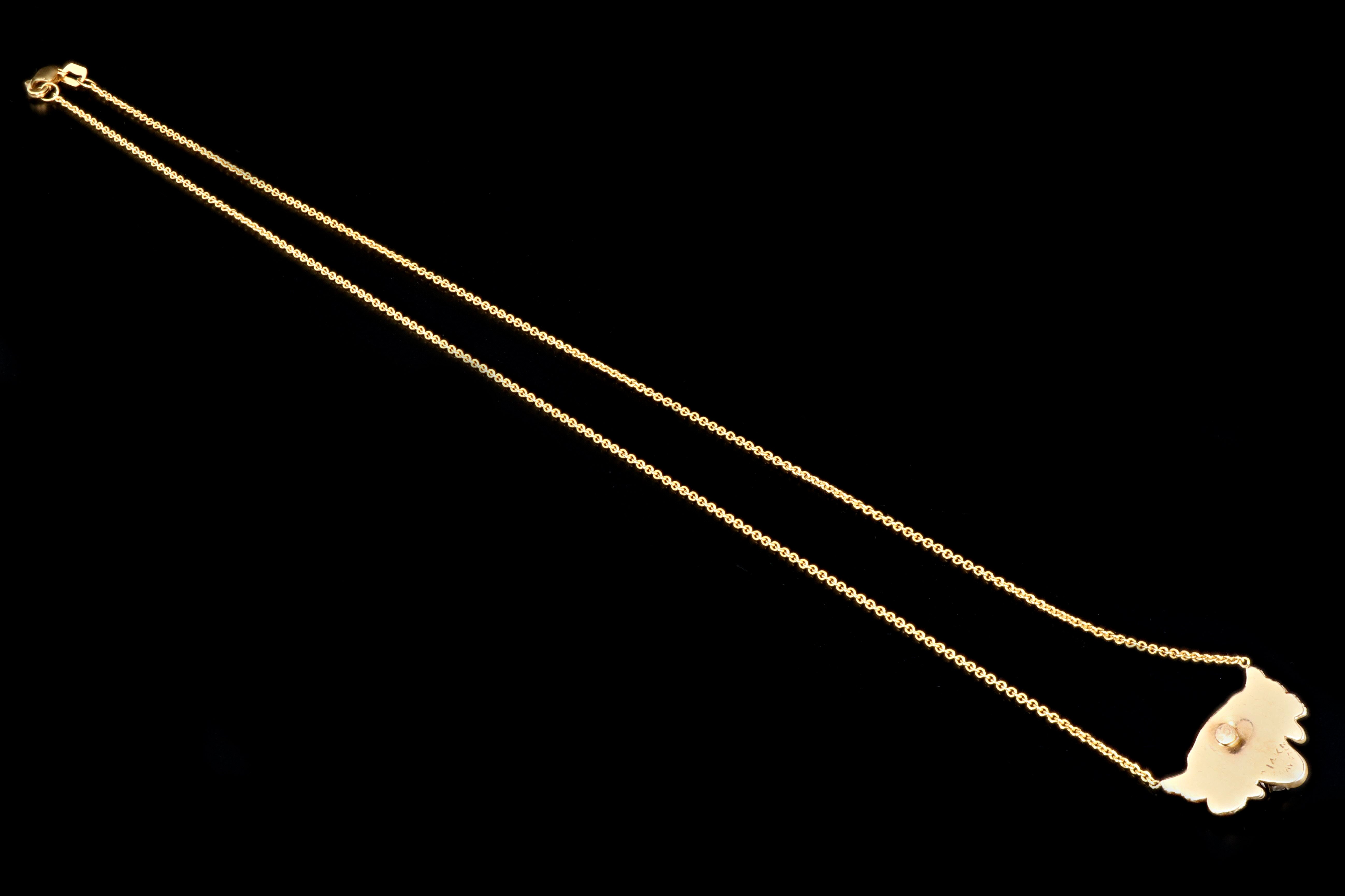 Victorian 14K Yellow Gold Enamel Tiger Diamond Conversion Necklace - Queen May