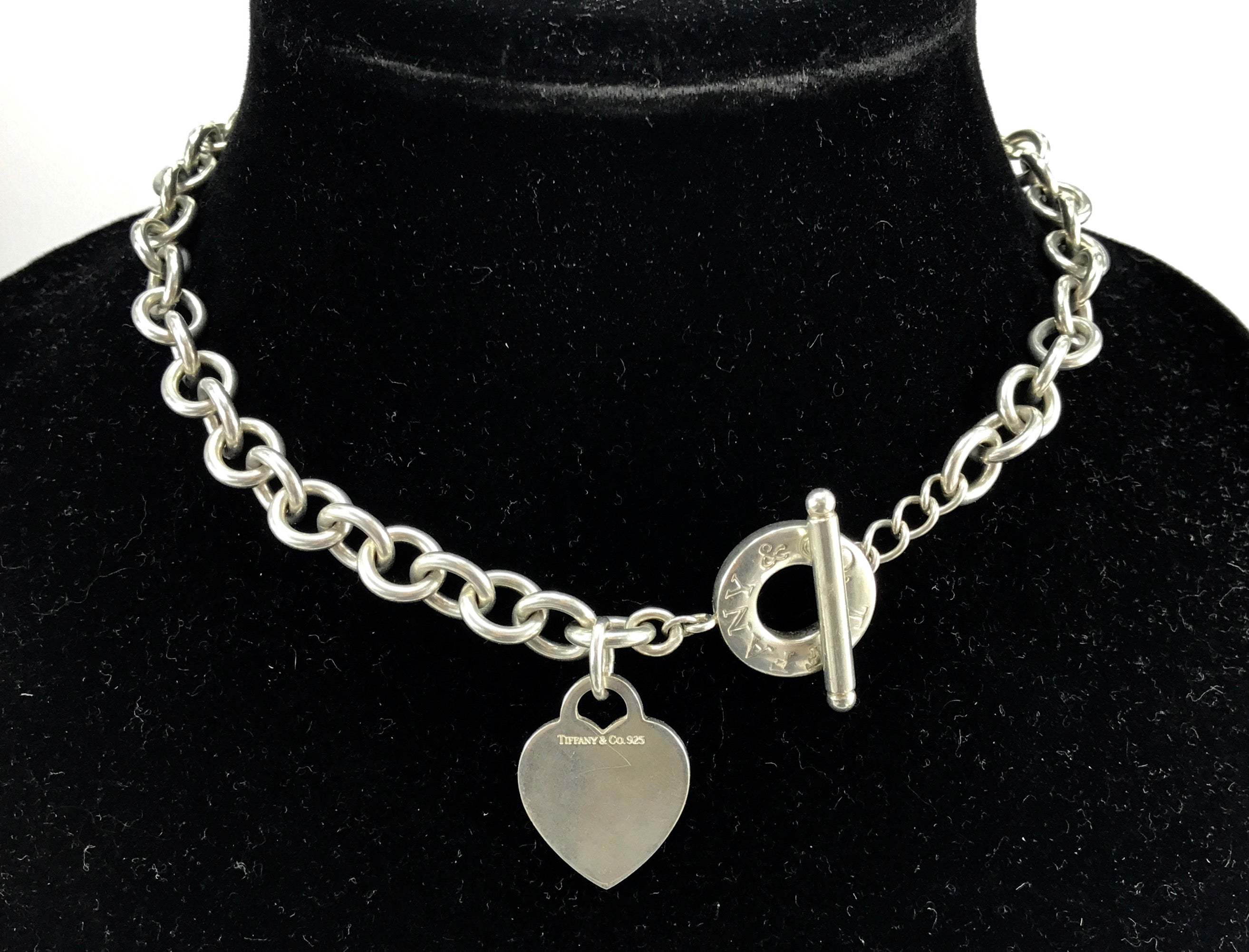 Tiffany & Co Sterling Silver Heart Tag Toggle Necklace 16" - Queen May