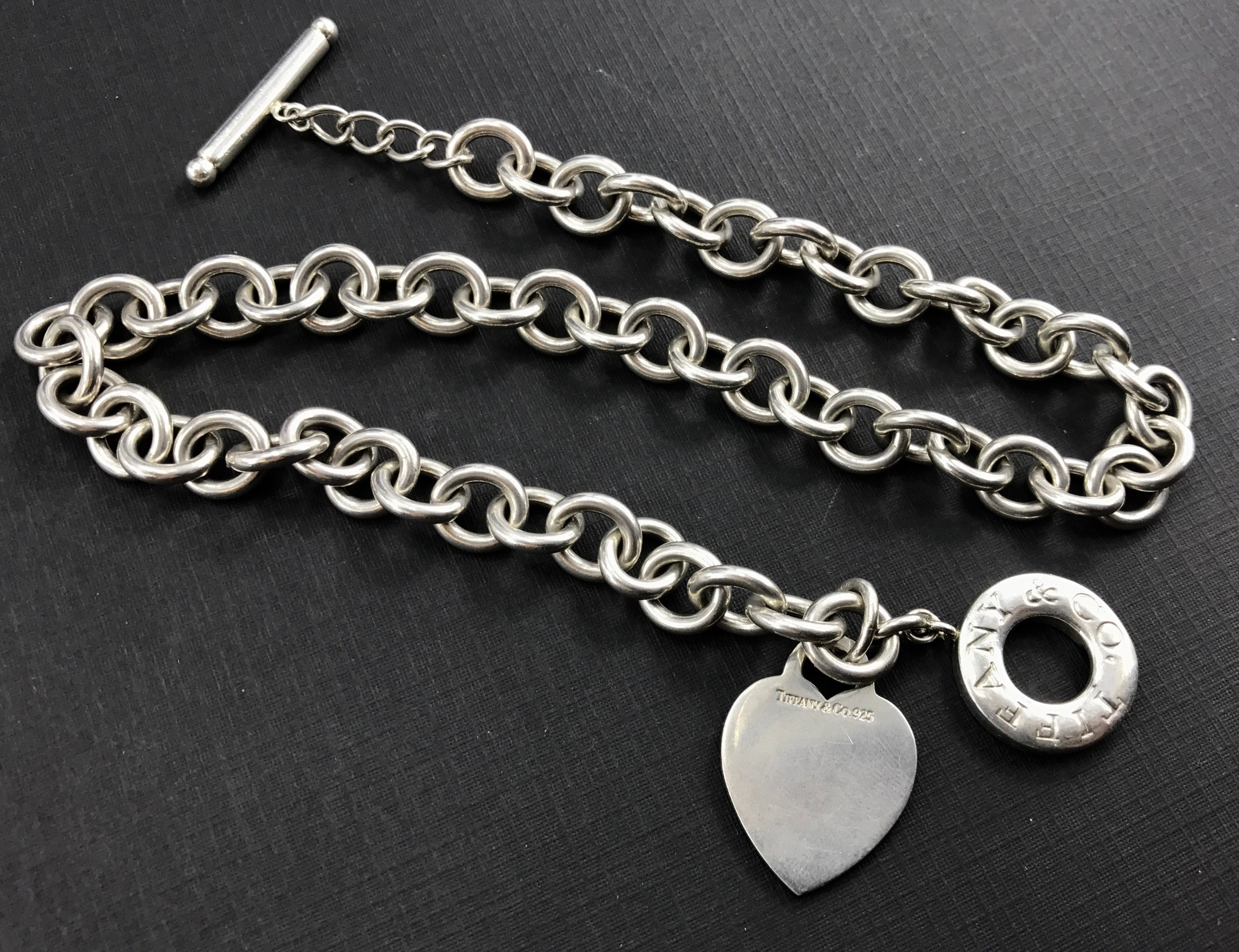 Tiffany & Co Sterling Silver Heart Tag Toggle Necklace 16" - Queen May