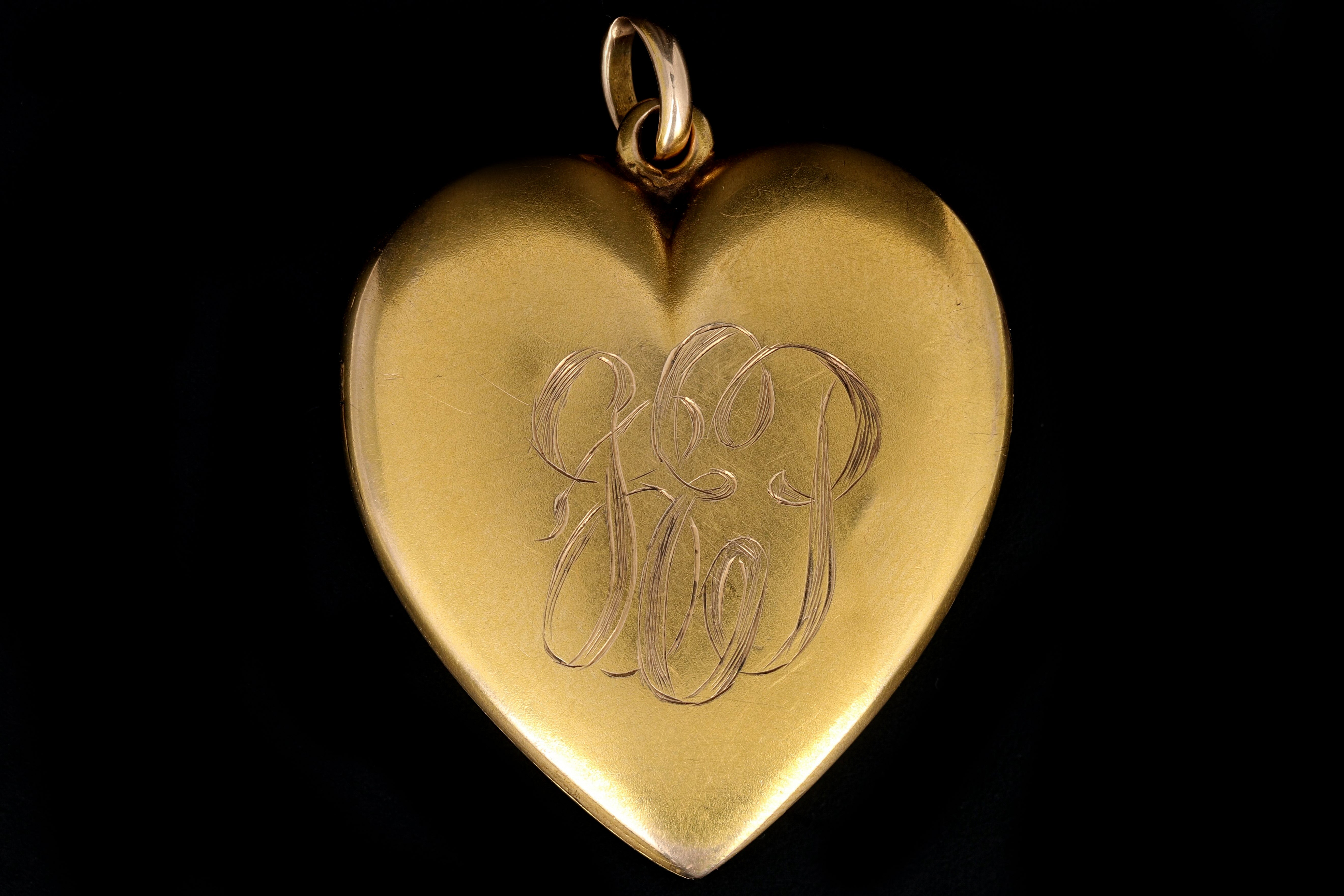 Victorian 10K Yellow Gold Sunburst Diamond Heart Locket - Queen May