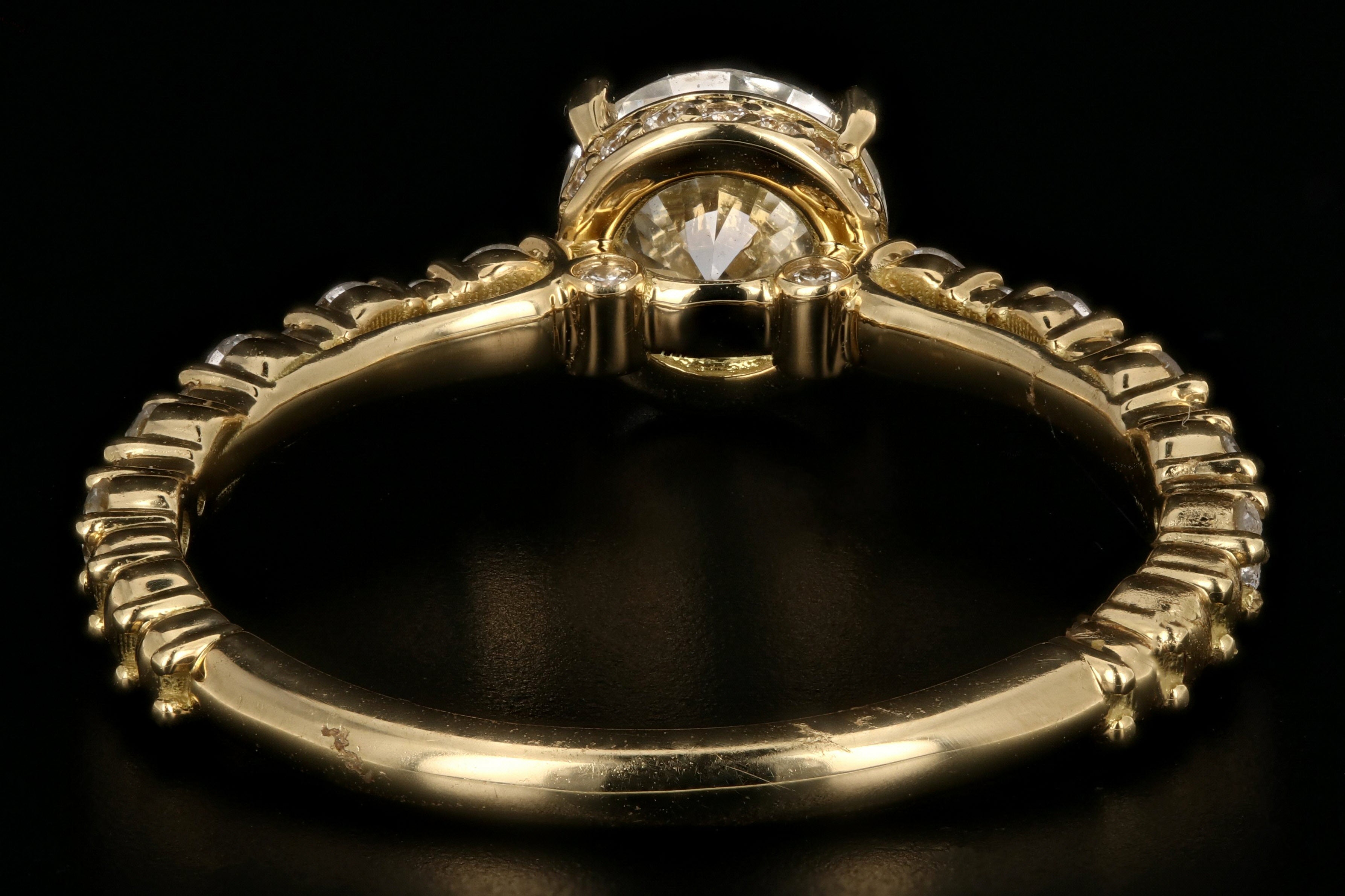 Modern 18k Yellow Gold .84CT Round Cut Diamond Engagement Ring - Queen May