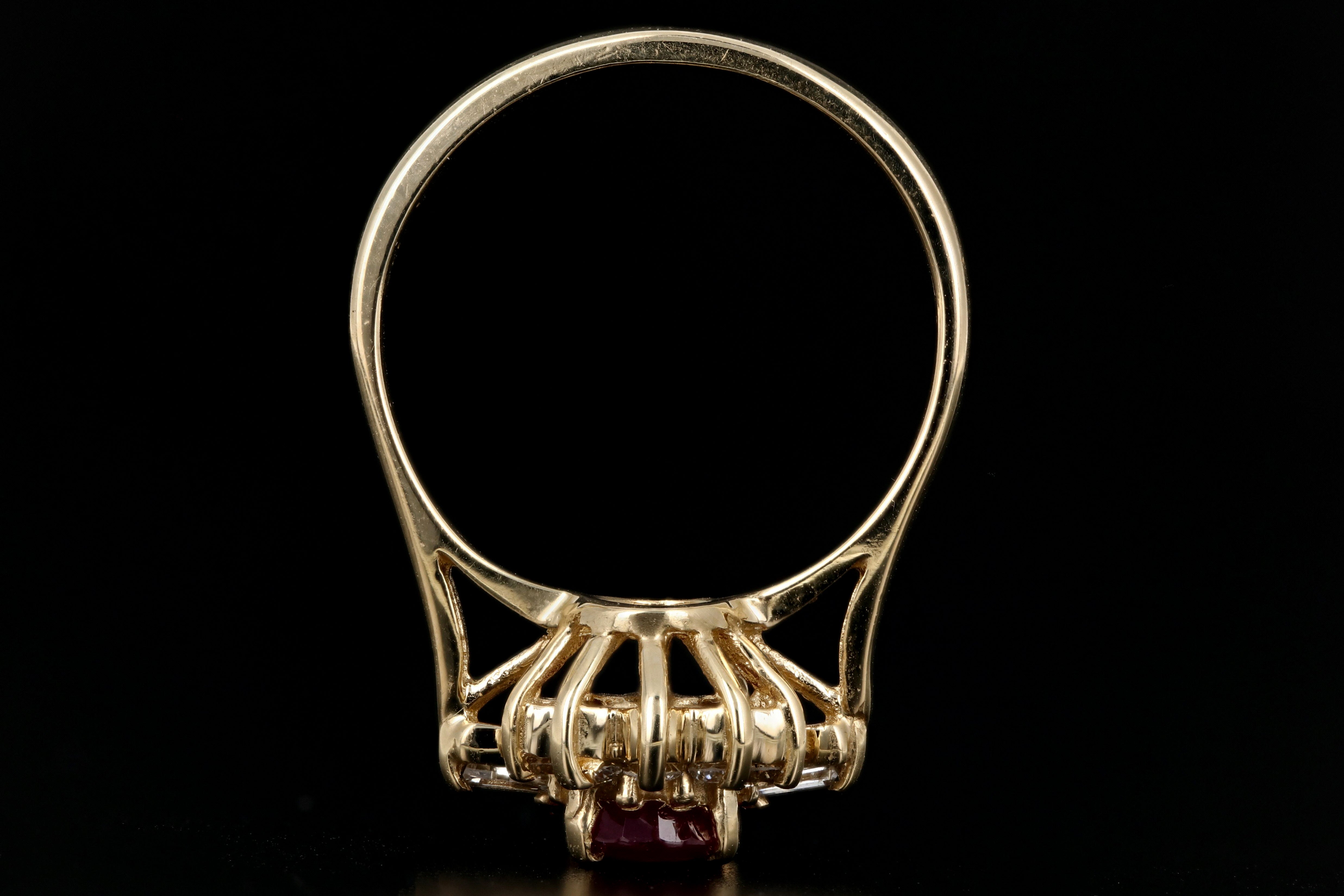 Vintage 14K Yellow Gold 1.30CT Oval Cut Natural Ruby and Diamond Ring - Queen May