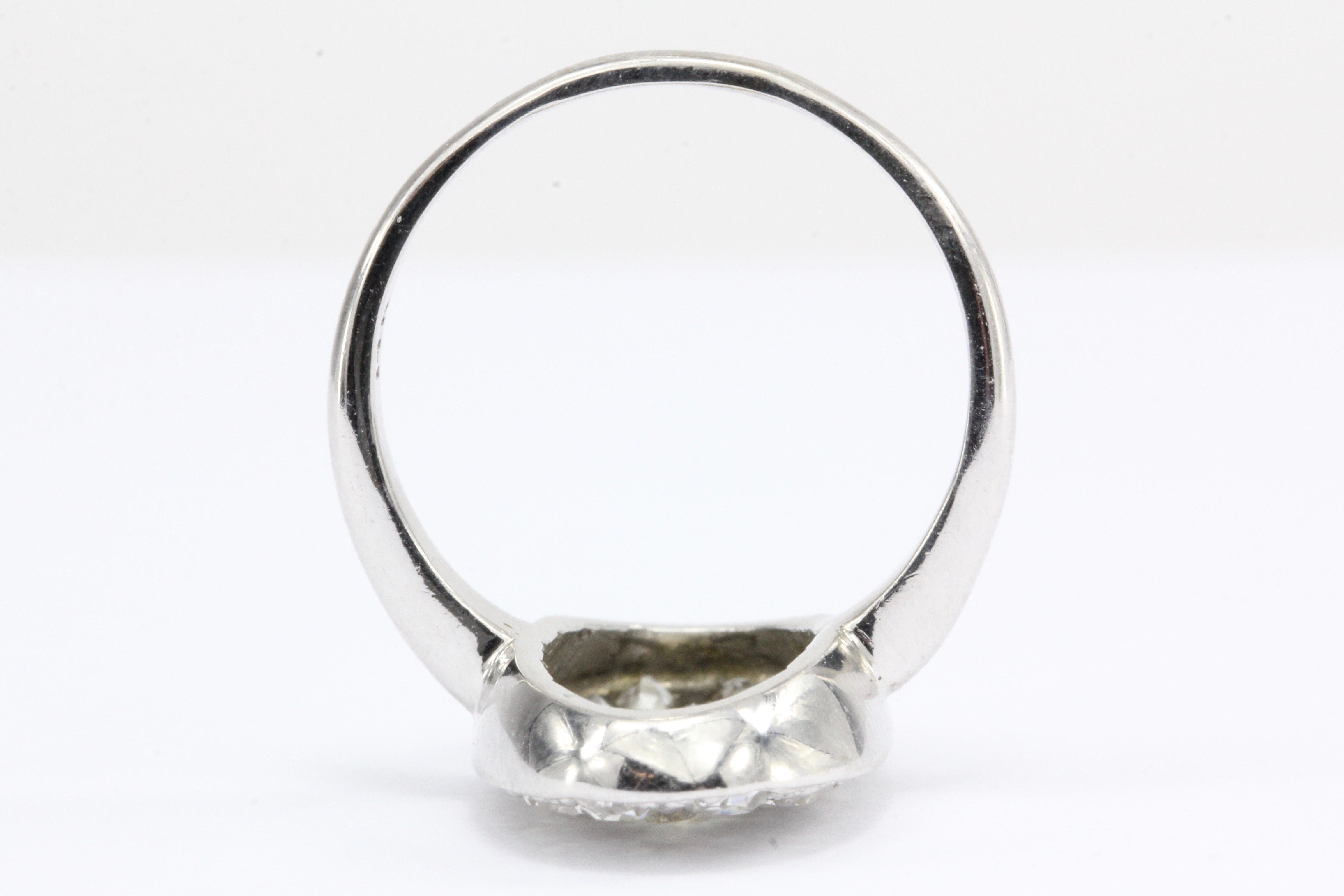 Art Deco 14K White Gold Old European Cut Diamond Oval Cluster Ring - Queen May