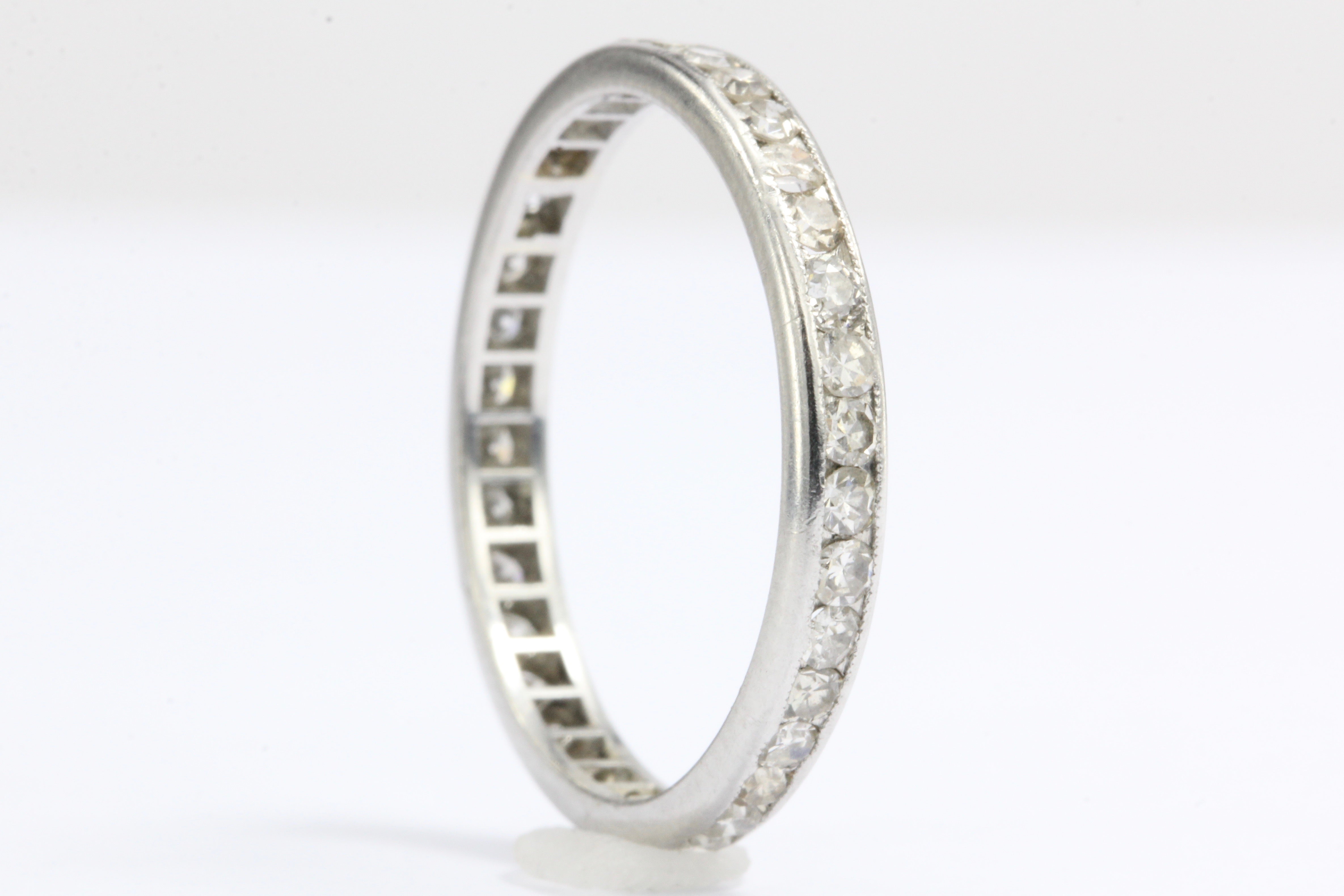 Art Deco Platinum Old European and Single Cut Diamond Eternity Band - Queen May