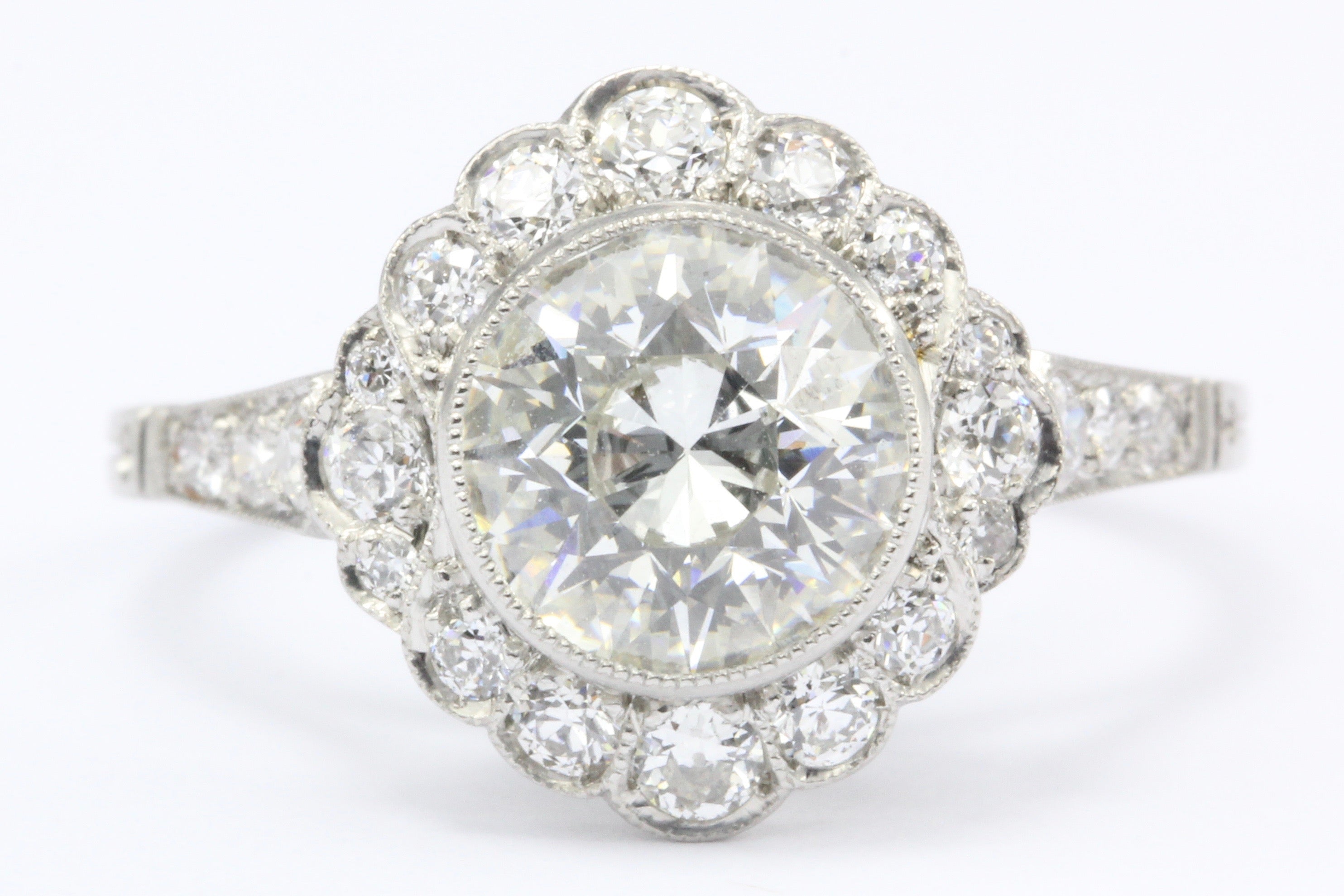 Edwardian Style Platinum 1.5 CT Old European Cut Diamond Ring - Queen May
