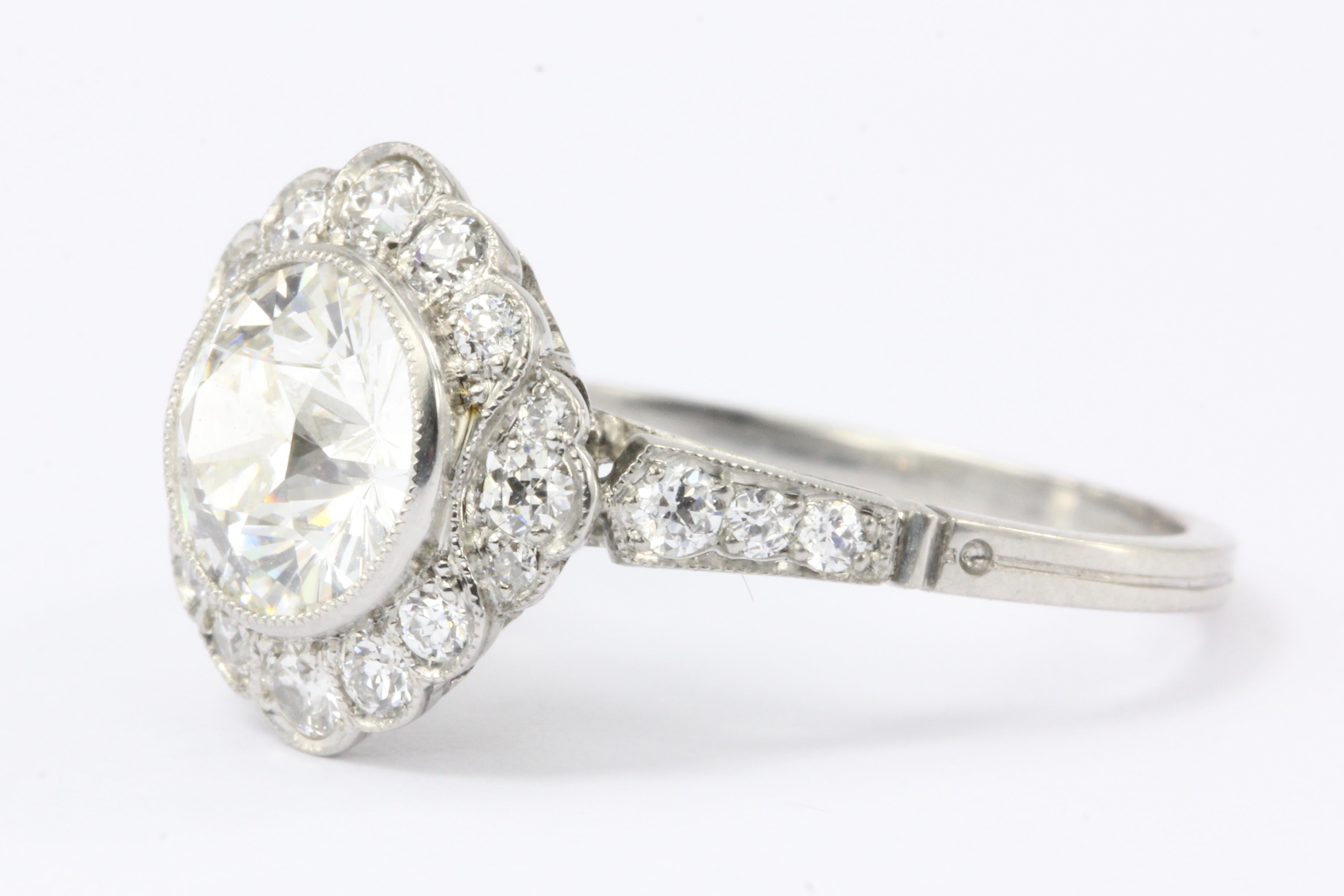 Edwardian Style Platinum 1.5 CT Old European Cut Diamond Ring - Queen May