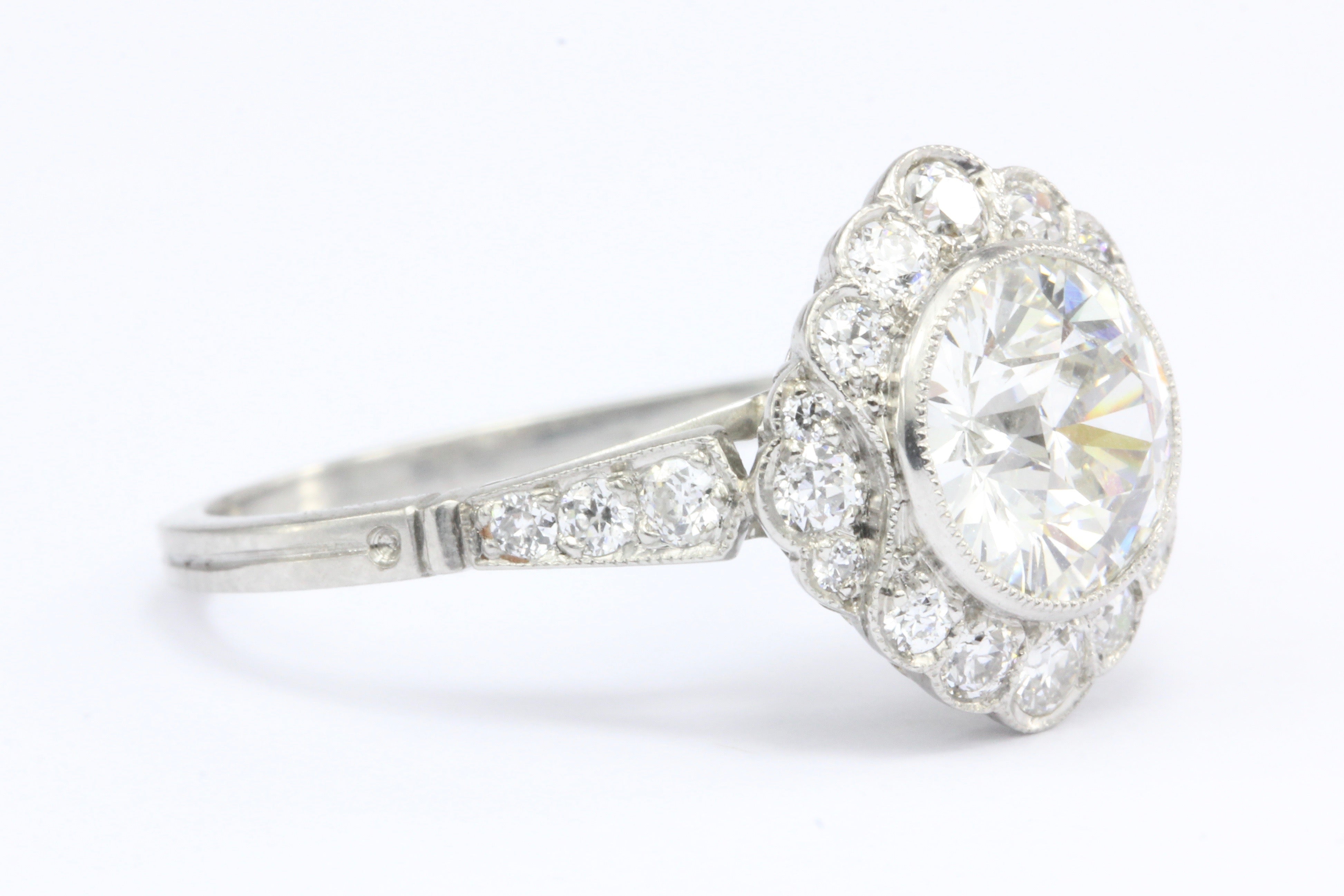 Edwardian Style Platinum 1.5 CT Old European Cut Diamond Ring - Queen May