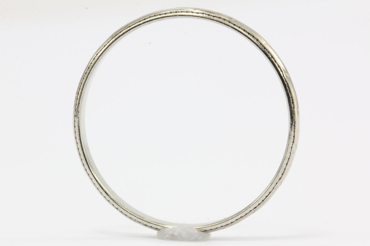 18K White Gold Art Deco Wedding Band Ring c.1920's Size 6.75 - Queen May