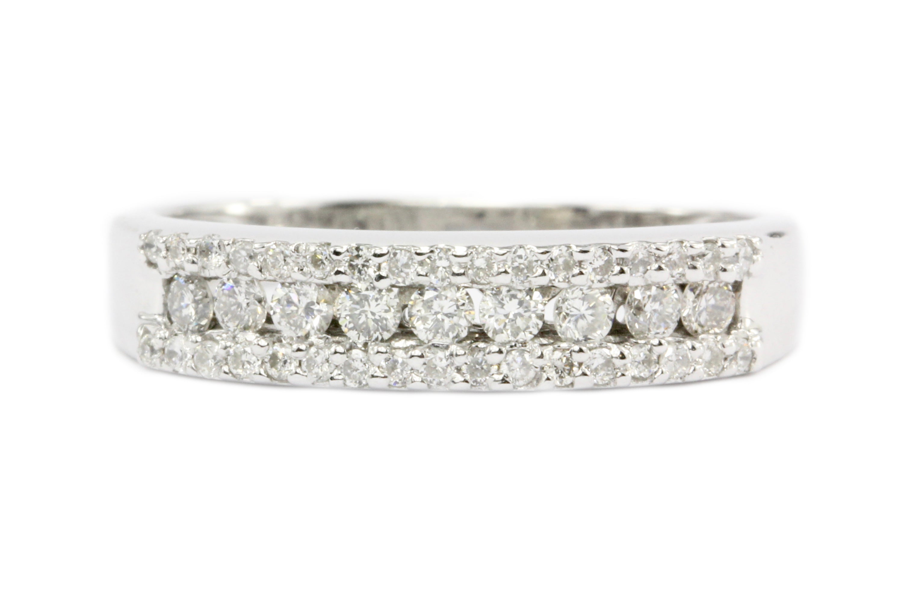 Modern 14K White Gold .3CTW Half Diamond Band - Queen May