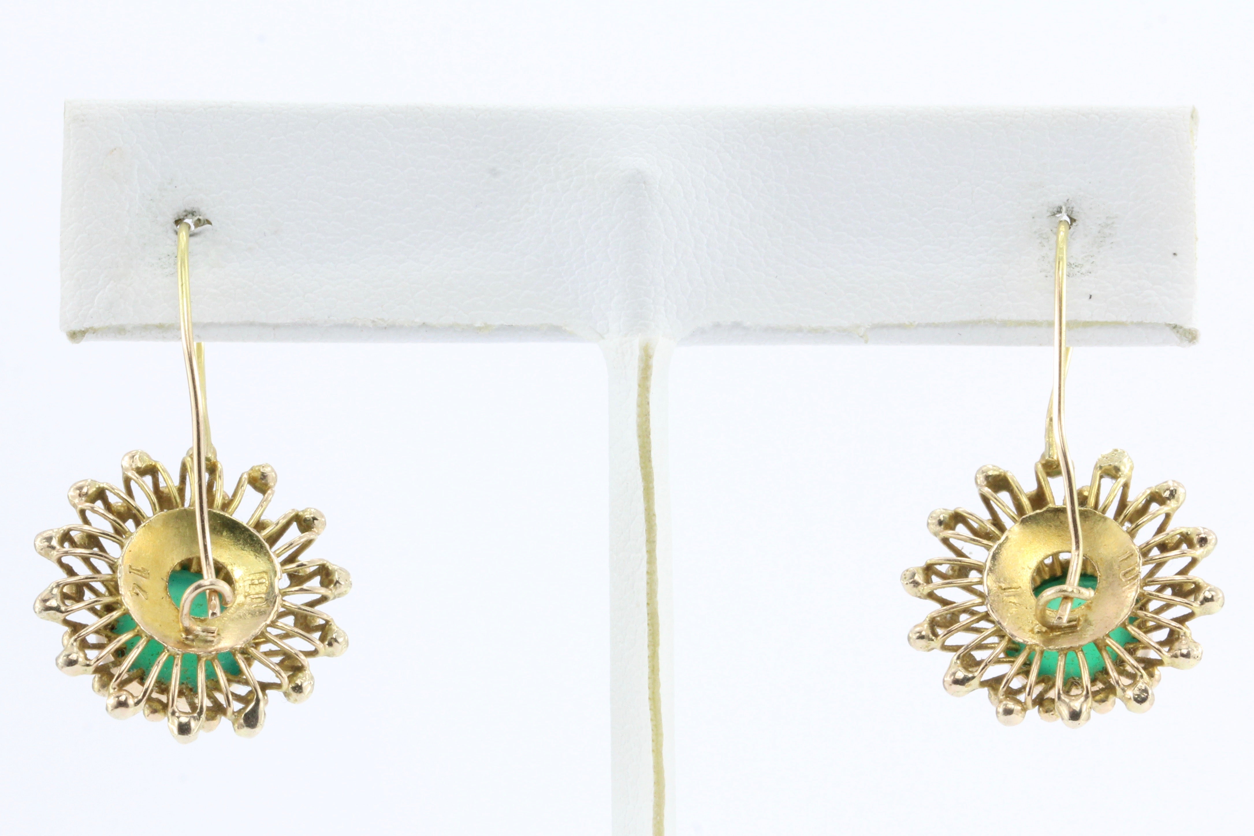 Victorian 14K Gold Green Chalcedony Earrings c.1880's - Queen May
