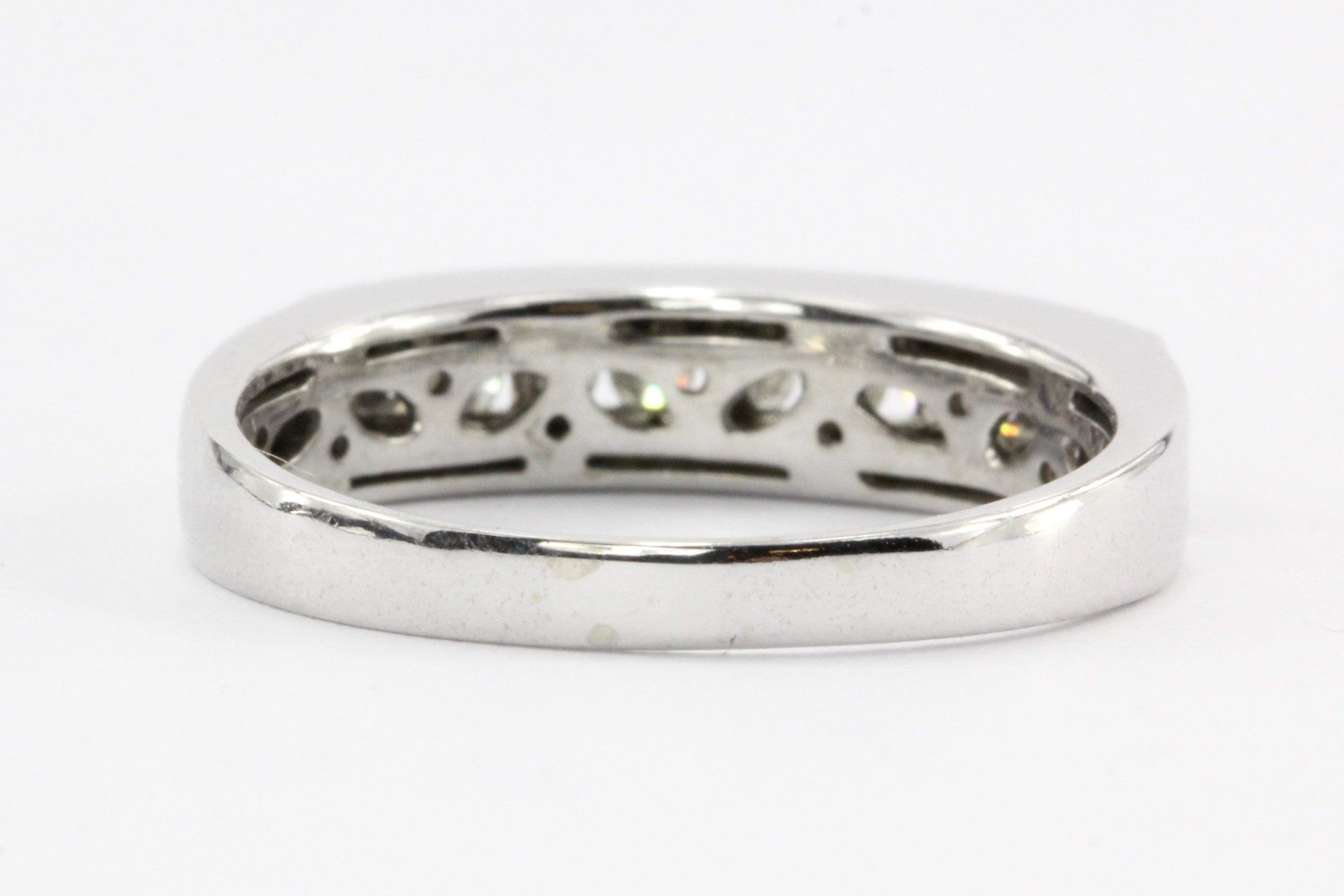 Modern 14K White Gold .3CTW Half Diamond Band - Queen May