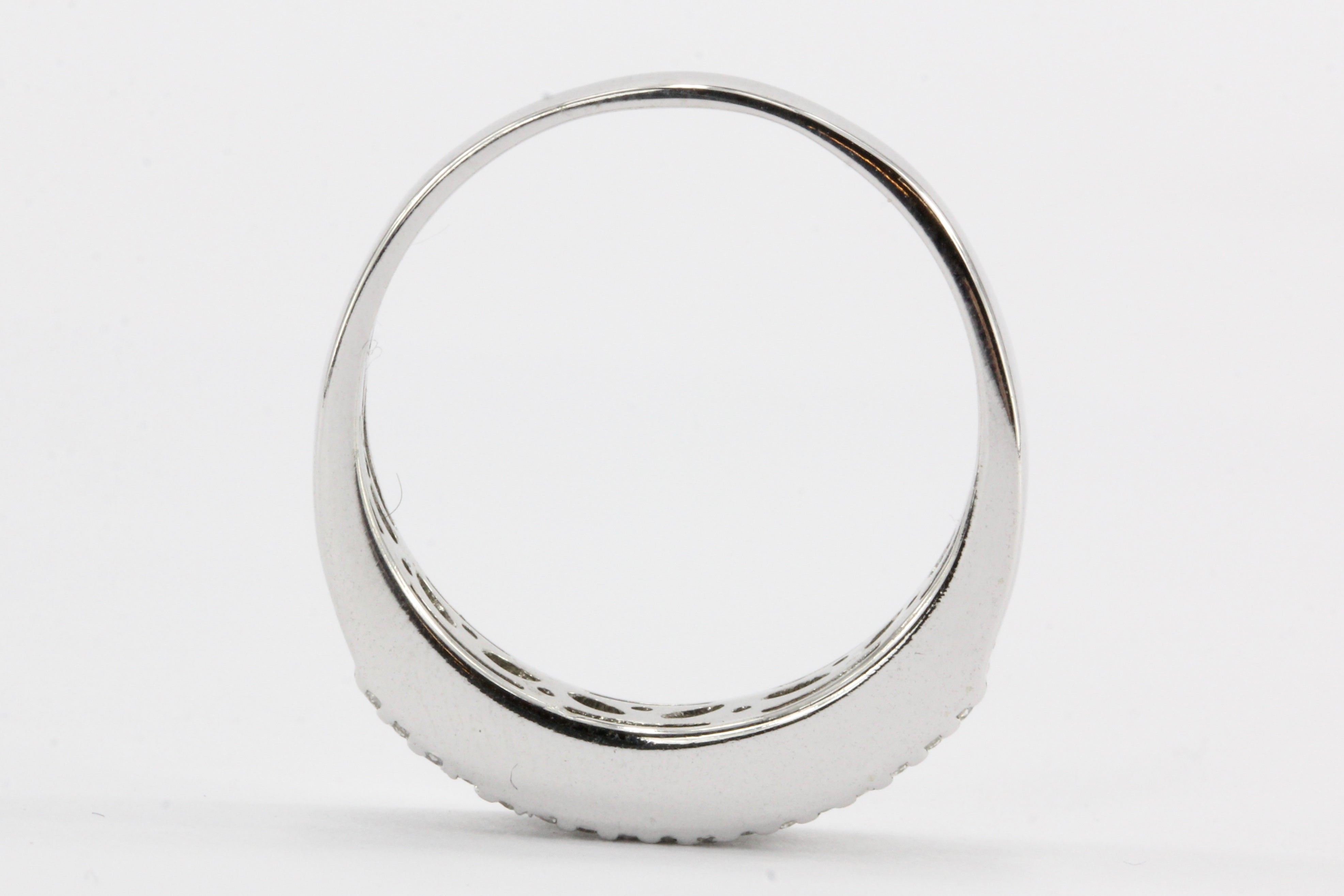 Modern 14K White Gold .3CTW Half Diamond Band - Queen May