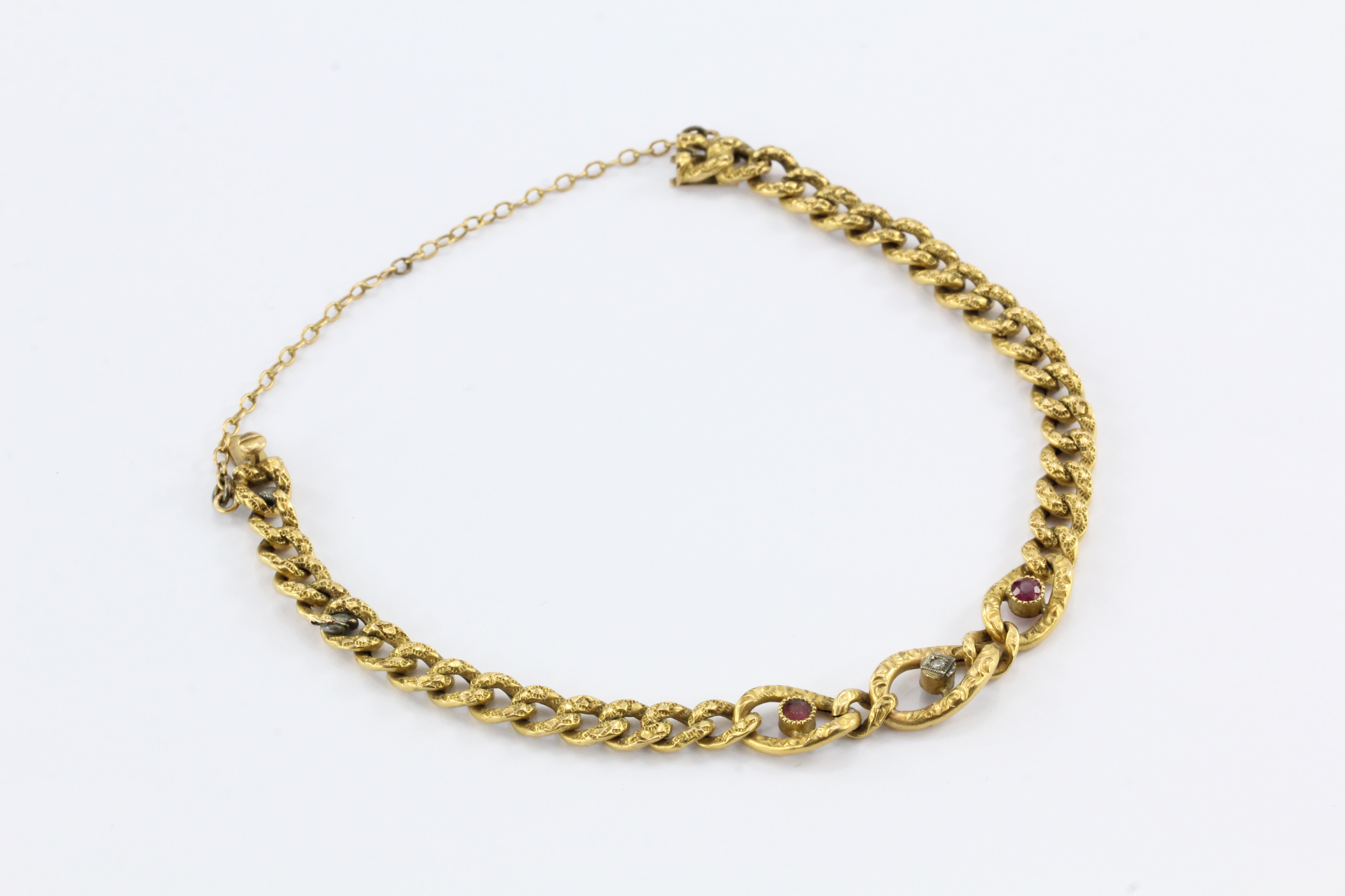 French 22K Gold Belle Epoque Topaz Repousse Link Bracelet Paris c.1880 - Queen May