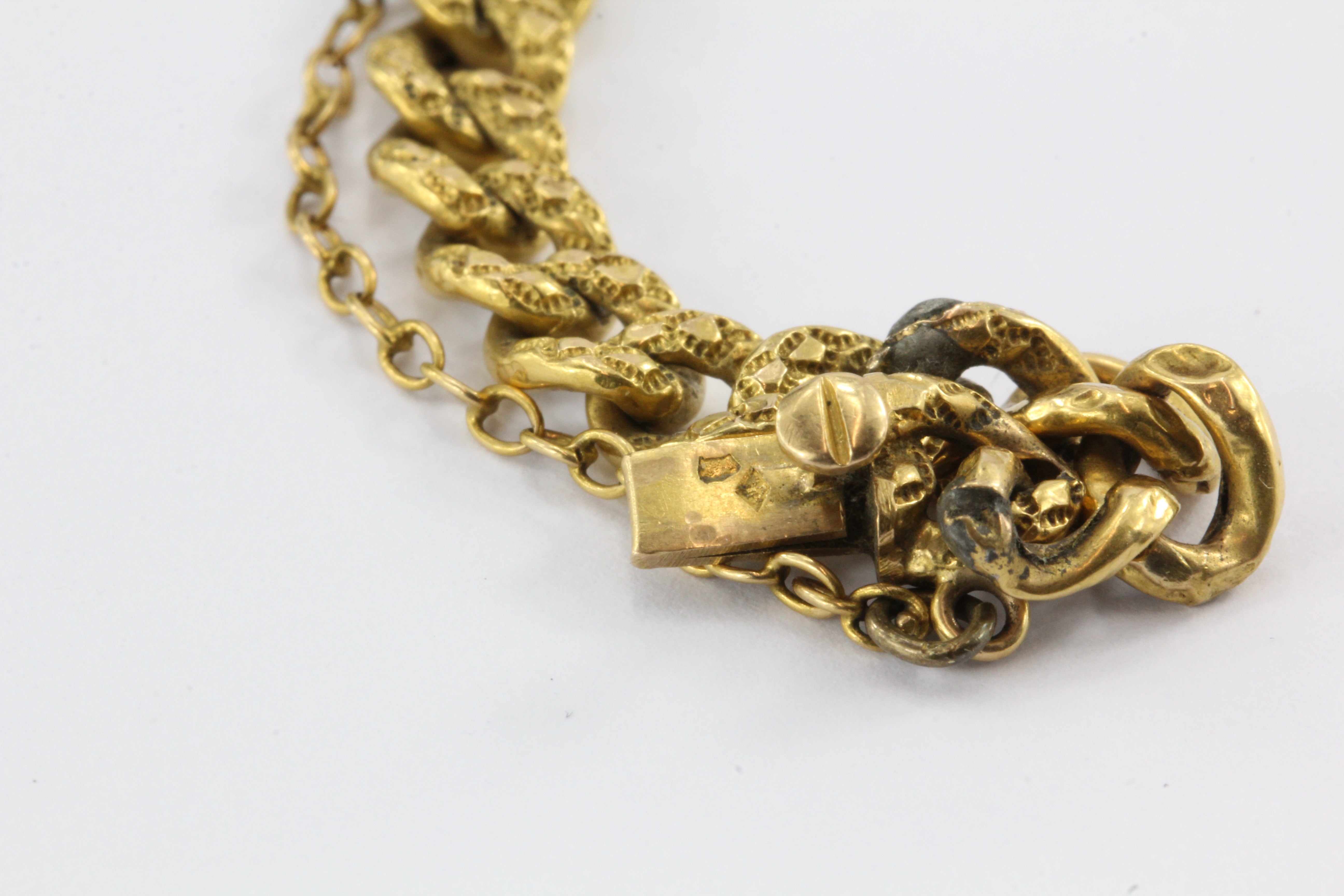 French 22K Gold Belle Epoque Topaz Repousse Link Bracelet Paris c.1880 - Queen May