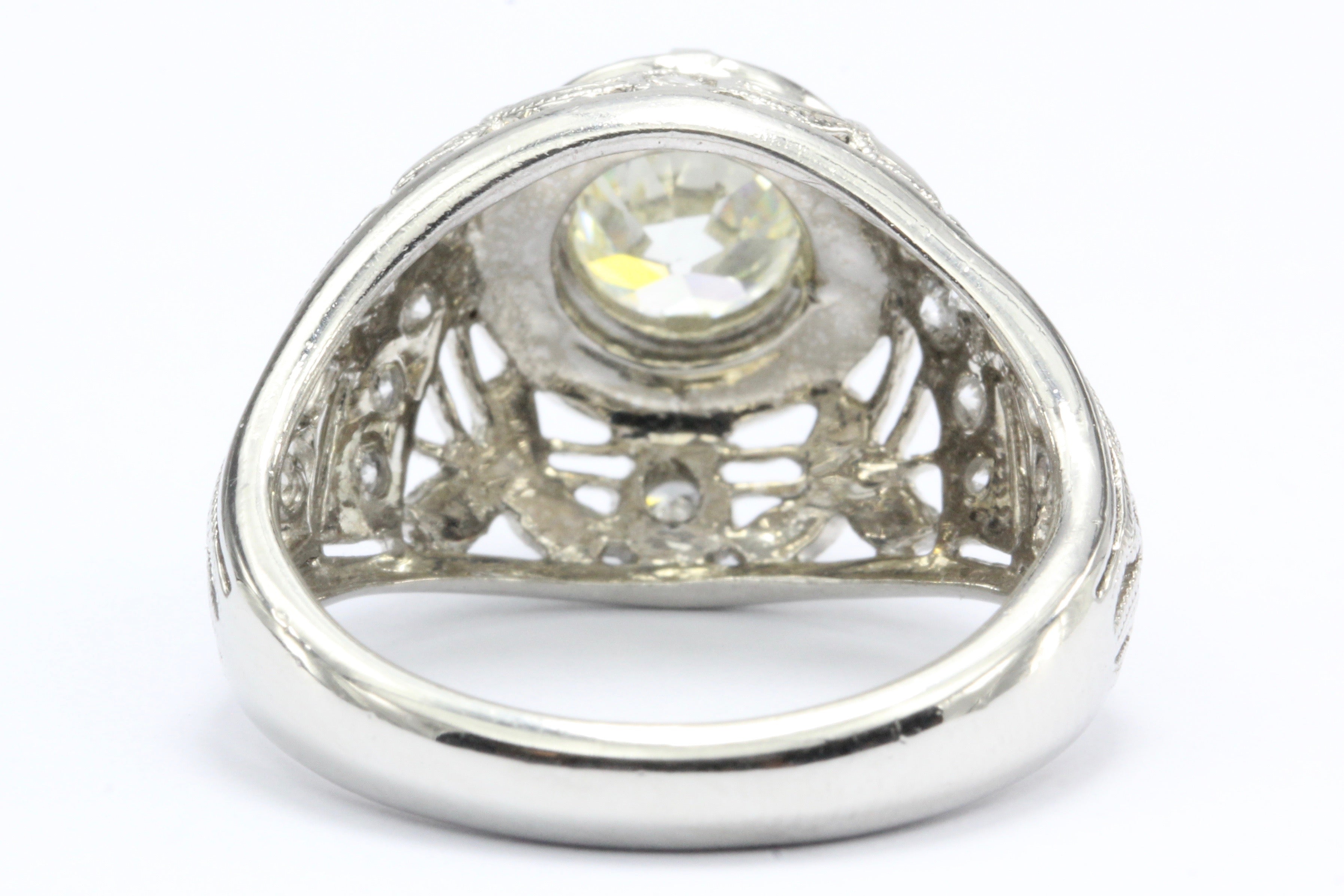 Platinum Old European Cut Diamond Art Deco Style Ring Size 7 - Queen May