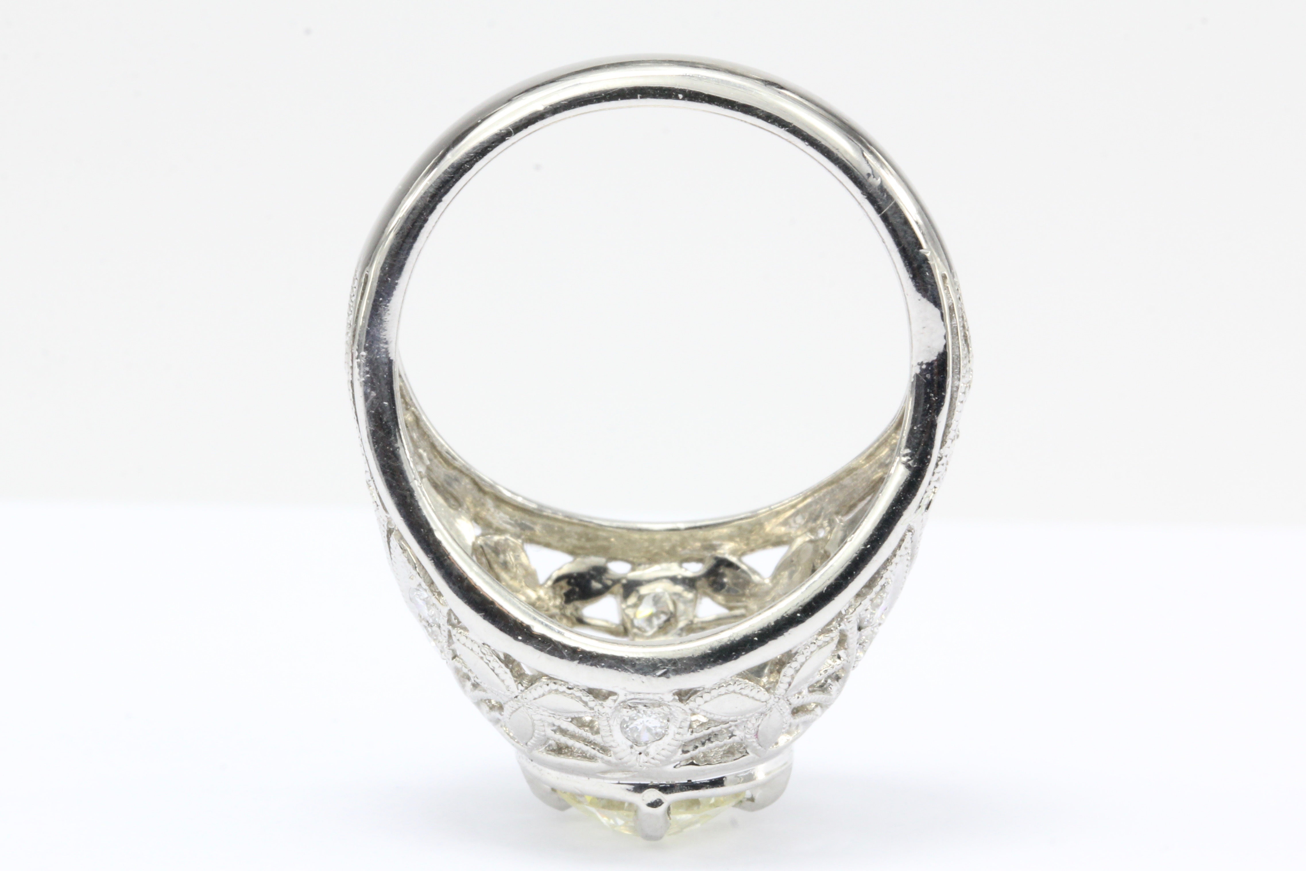 Platinum Old European Cut Diamond Art Deco Style Ring Size 7 - Queen May