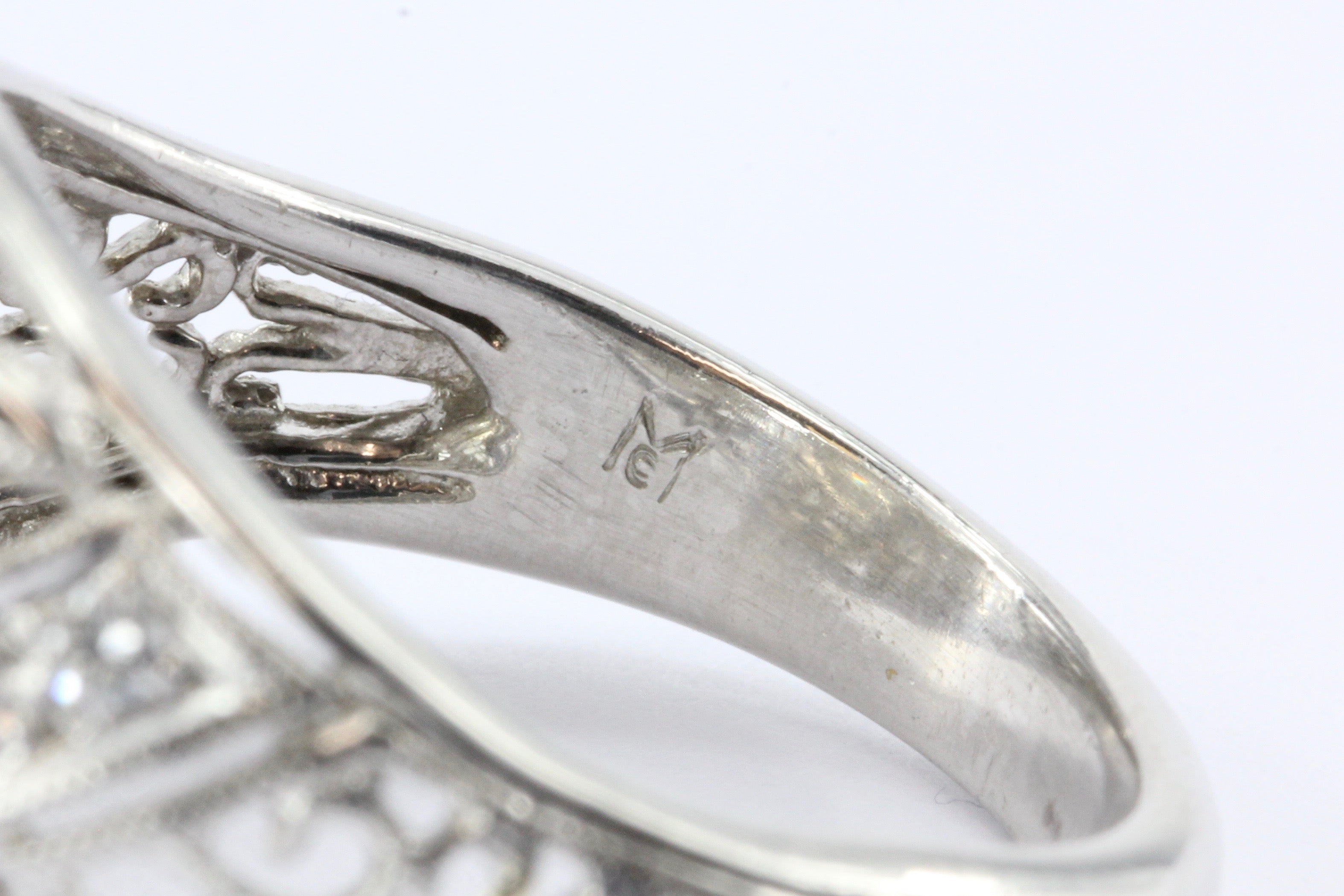 Platinum Old European Cut Diamond Art Deco Style Ring Size 7 - Queen May
