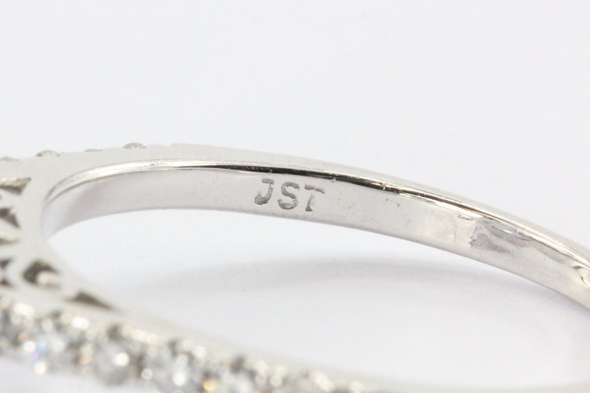 14k White Gold Tanzanite Diamond Halo Engagement Ring - Queen May