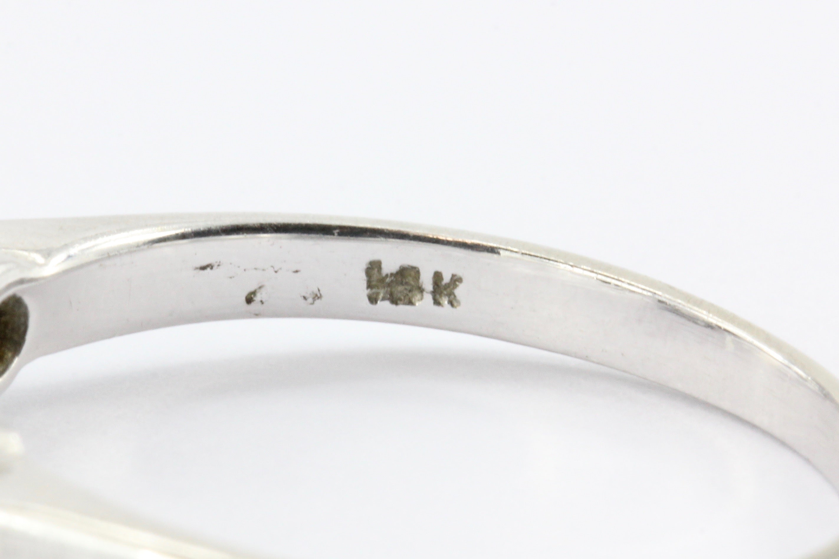 Retro 14K White Gold 3 Stone Diamond Engagement Ring c. 1940's - Queen May