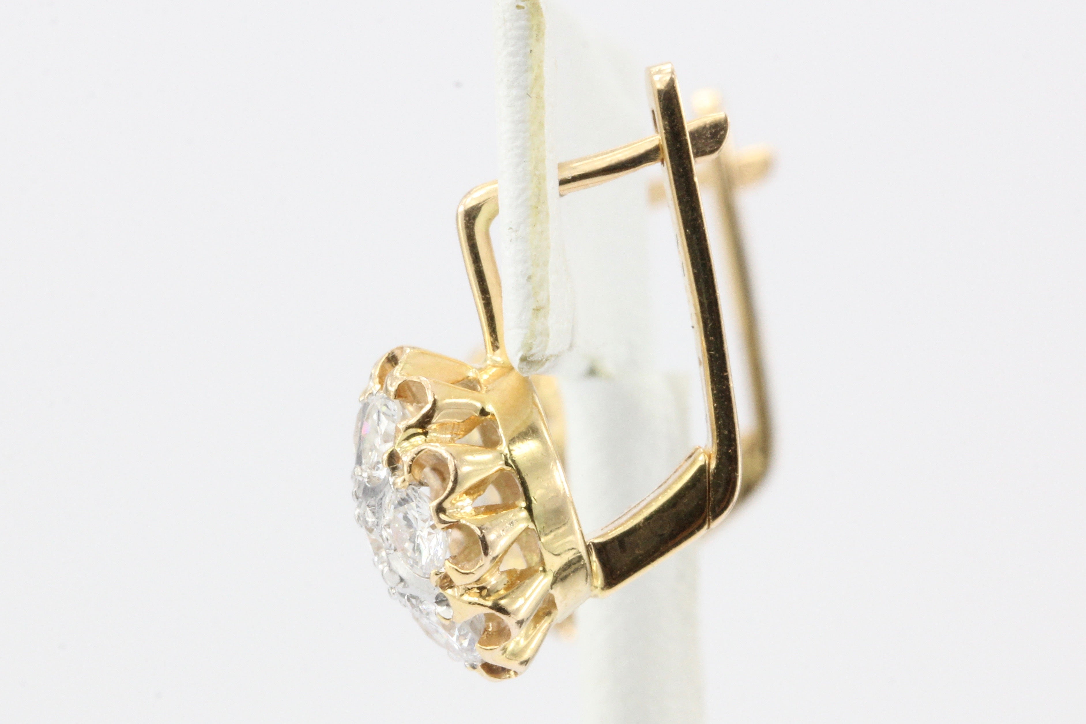 Vintage 14K Rose Gold Diamond Cluster Soviet Era Armenian Earrings c.1989 - Queen May