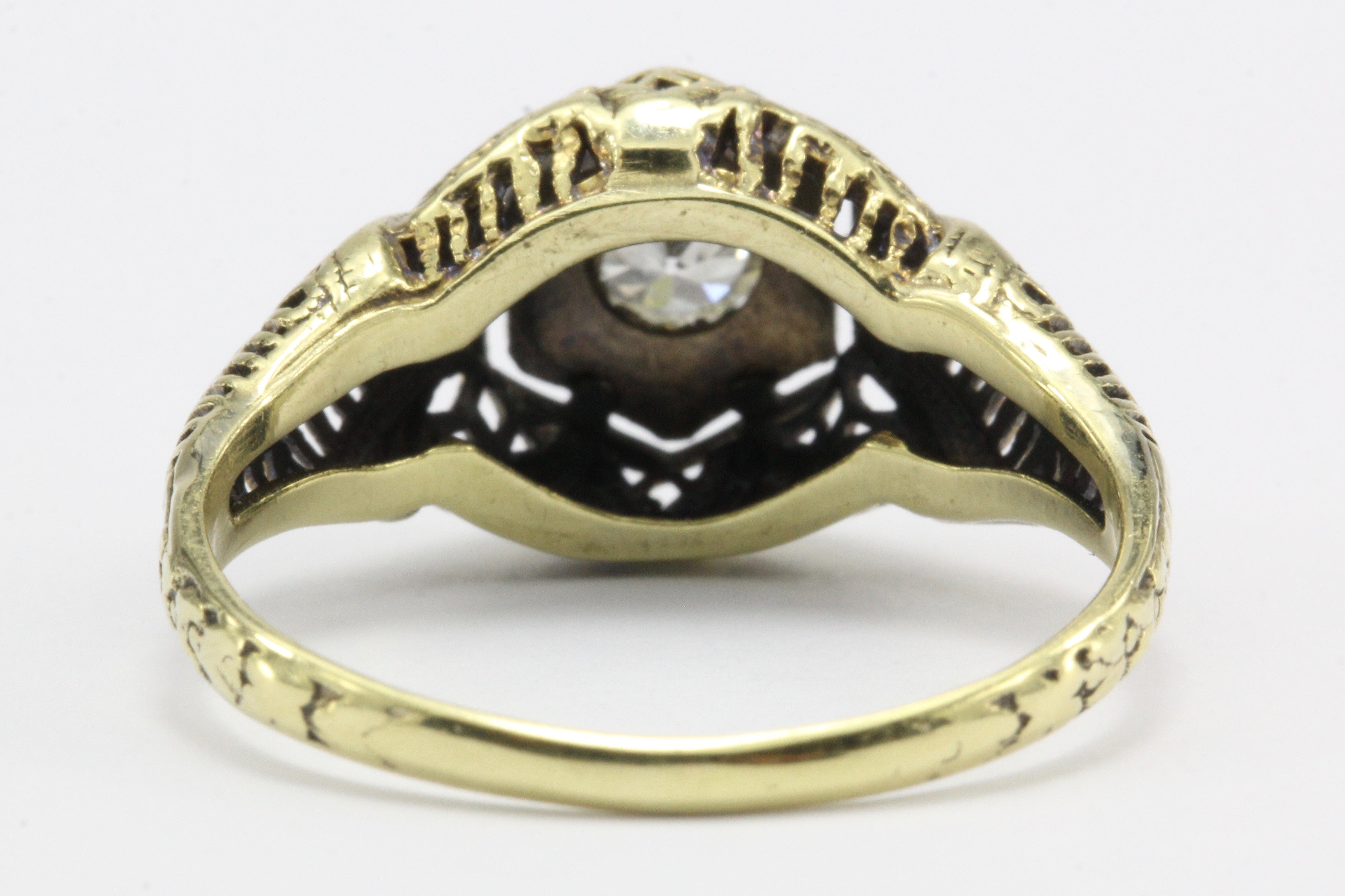 Art Deco 14K Gold Old European Cut Diamond Engagement Ring c.1920's - Queen May