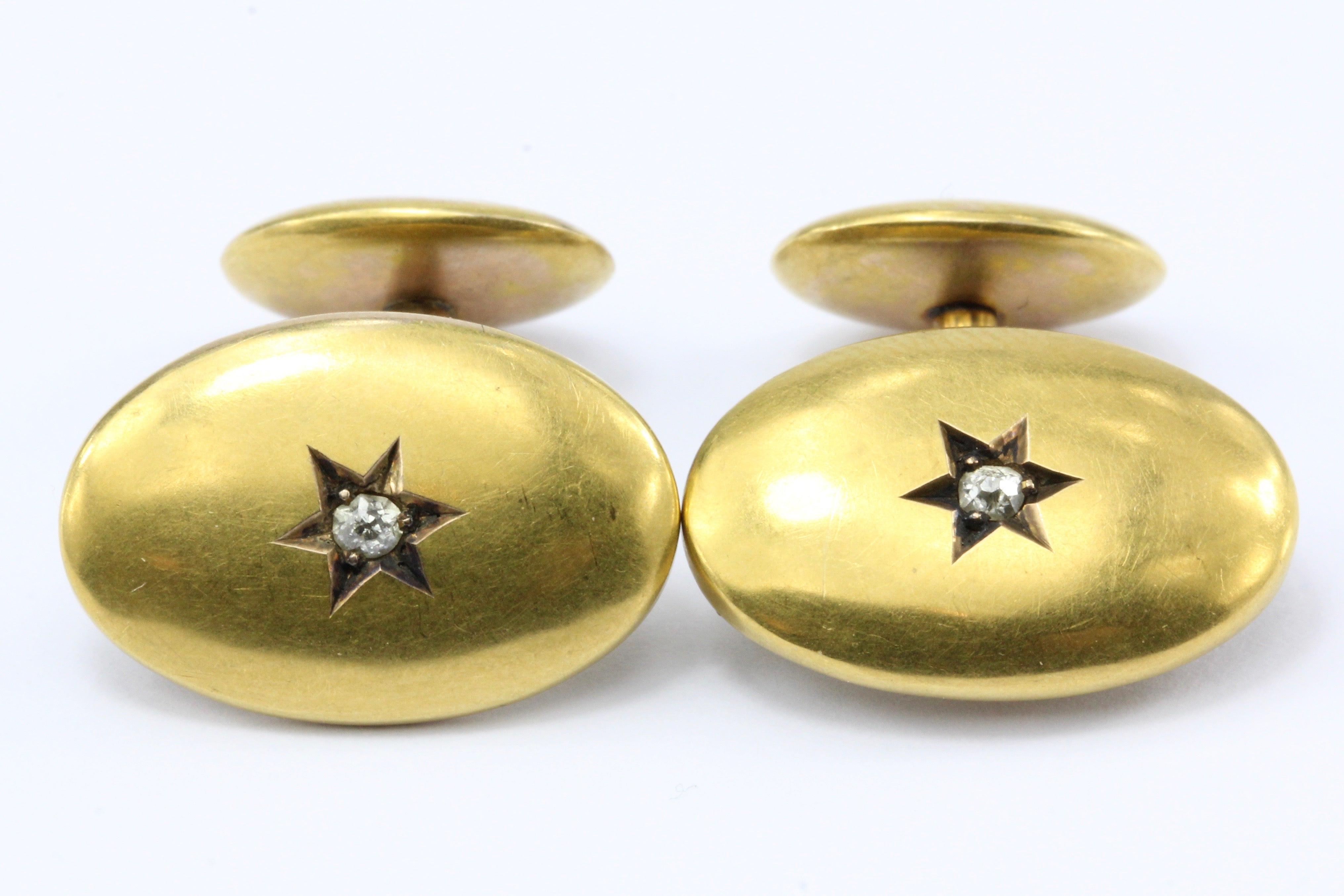 Victorian 10K Gold Old Mine Diamond Cufflinks c.1880 - Queen May