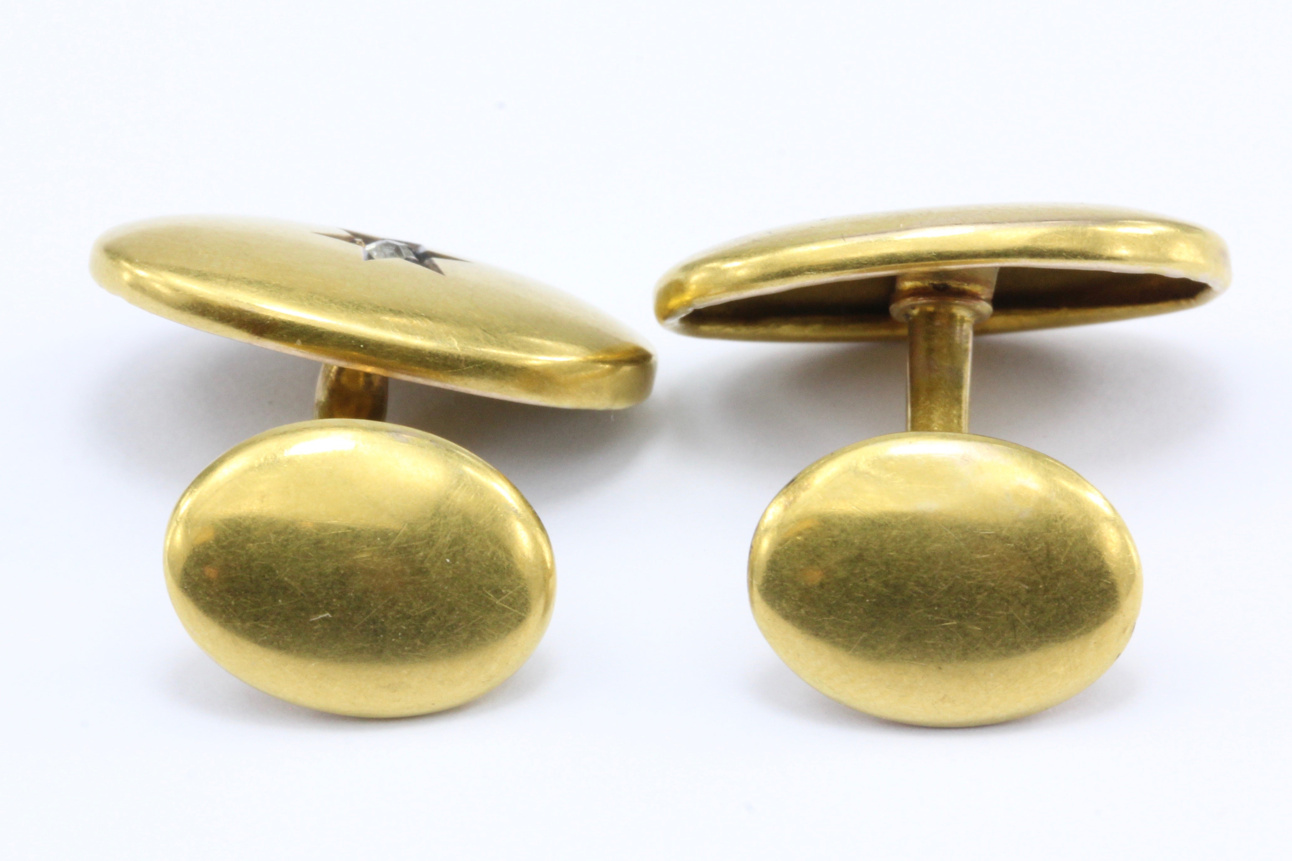 Victorian 10K Gold Old Mine Diamond Cufflinks c.1880 - Queen May