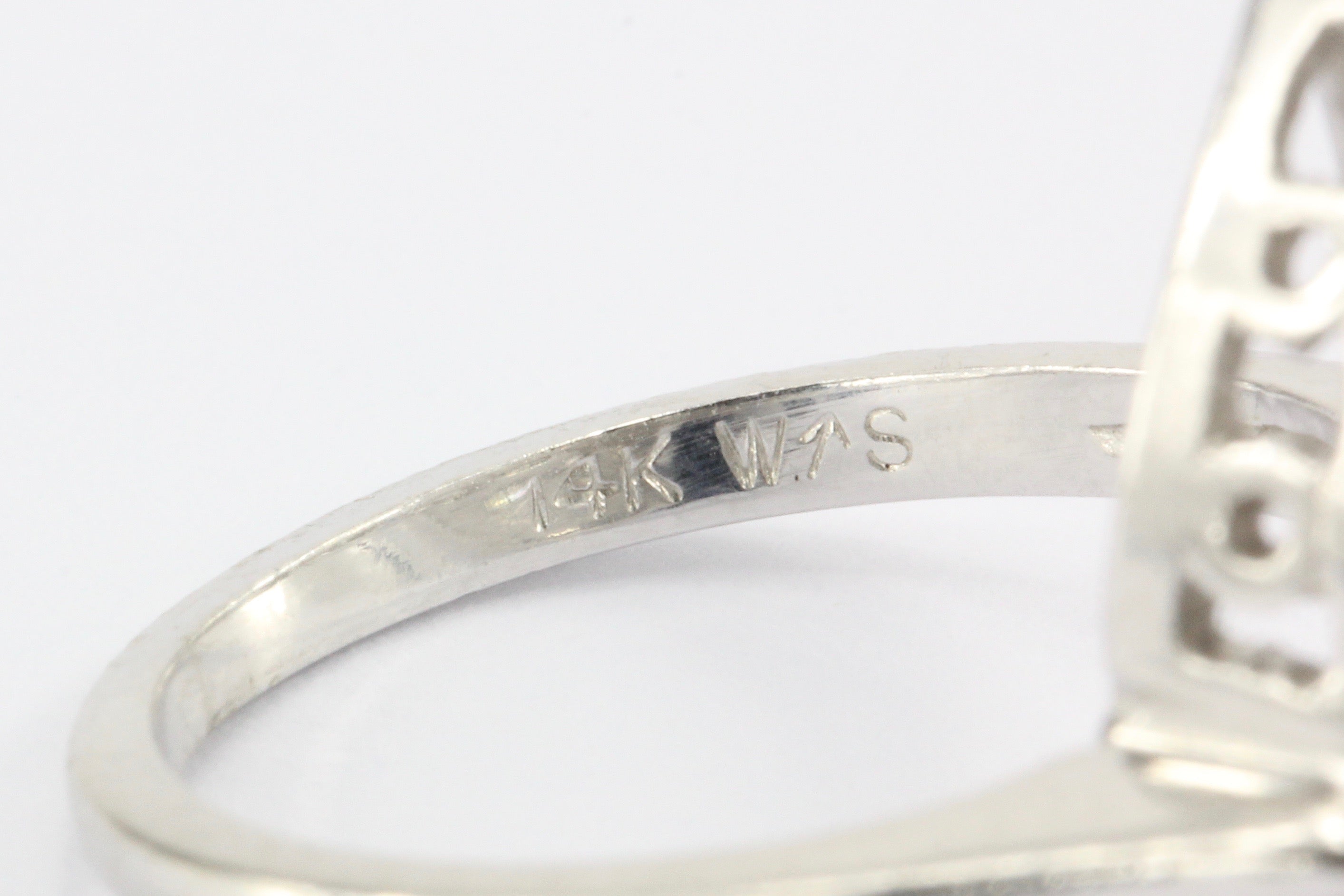 Retro 14K White Gold Diamond Rain Drop Ring c.1950's - Queen May