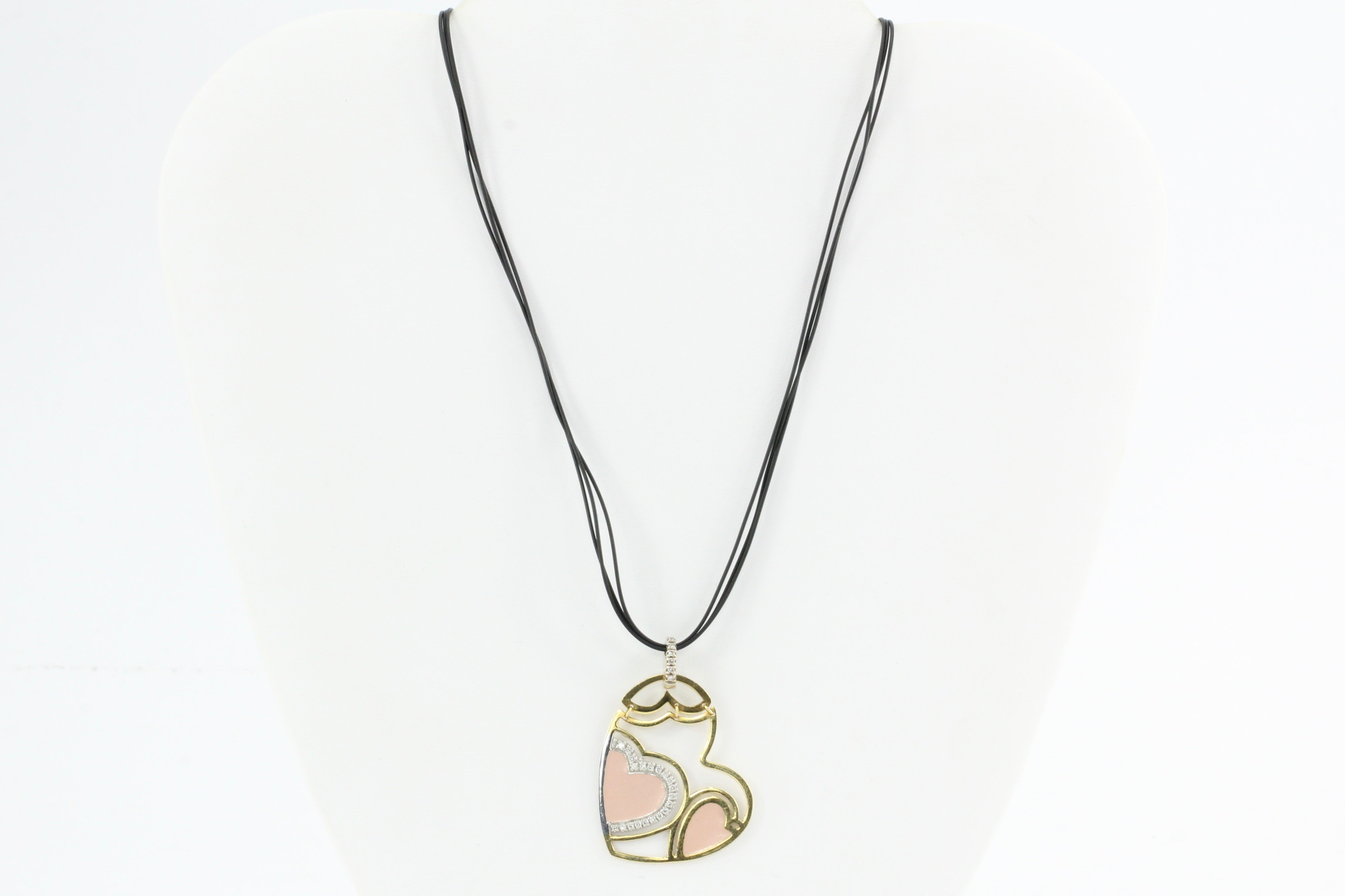 Roberto Coin 18K Gold Diamond & Pink Enamel Hinged Heart Necklace - Queen May