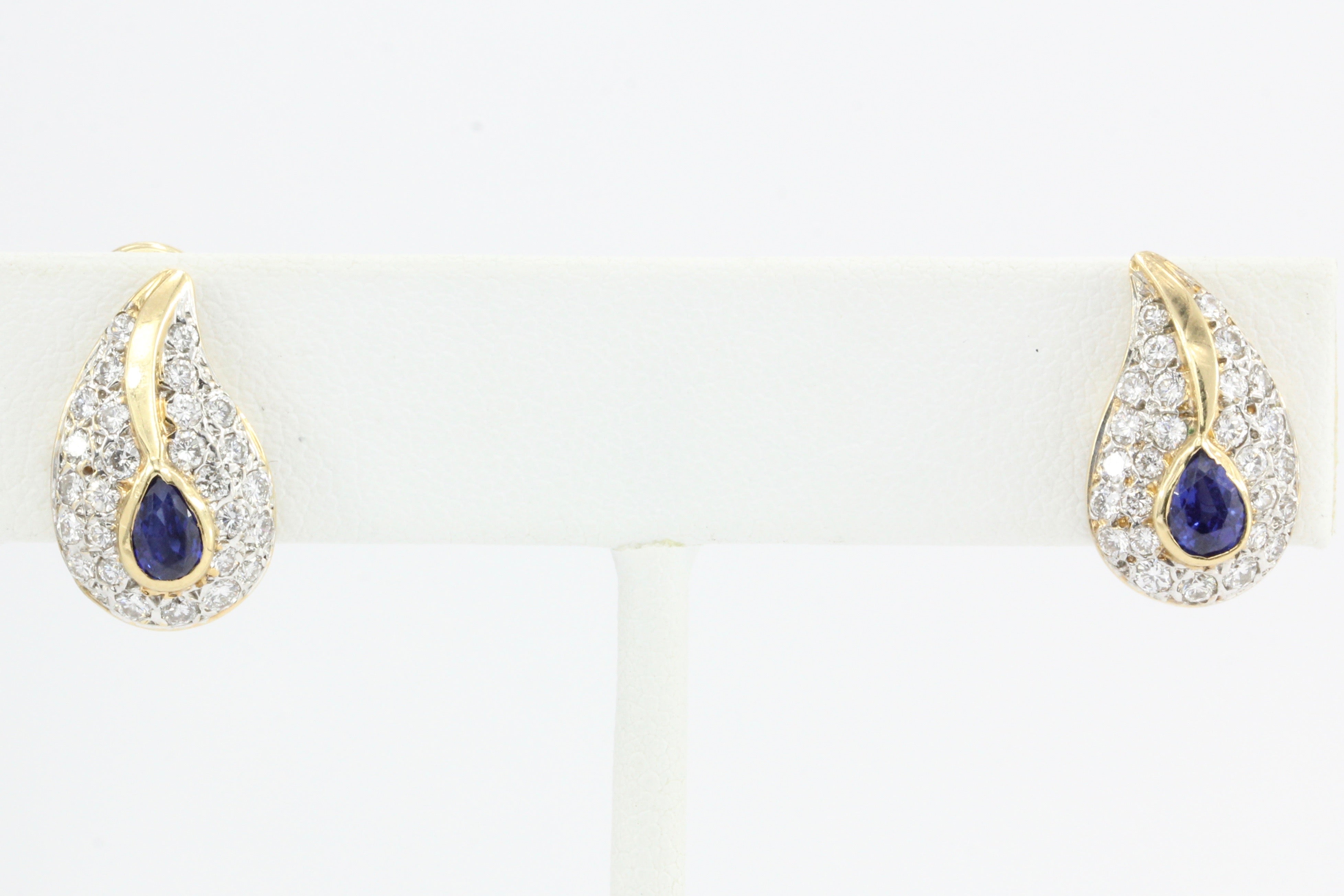 Vintage Black Starr & Frost 14K Sapphire Diamond Earrings c.1970's - Queen May