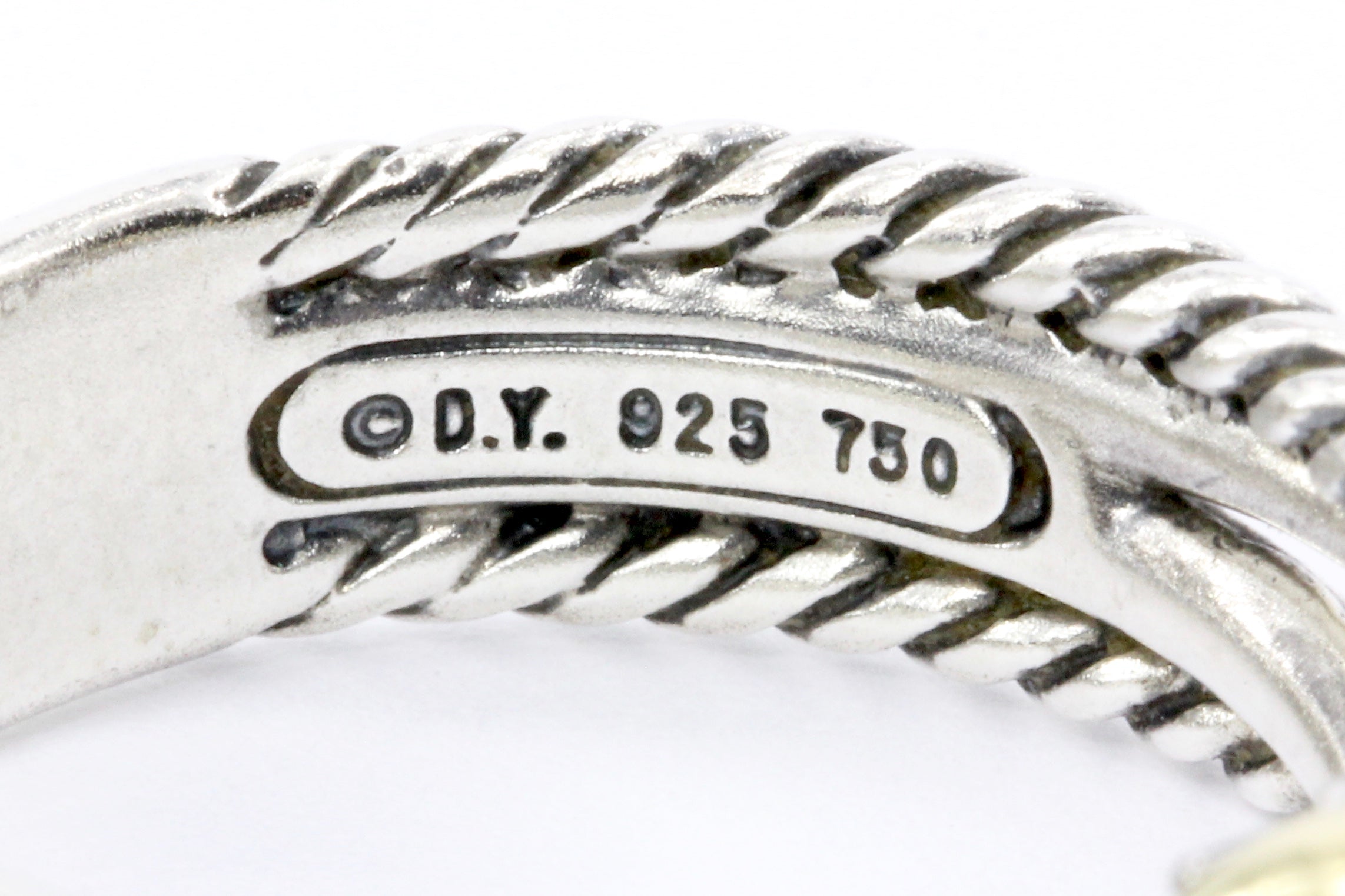 David Yurman Sterling Silver with Yellow Gold Accent Crossover Ring - Queen May
