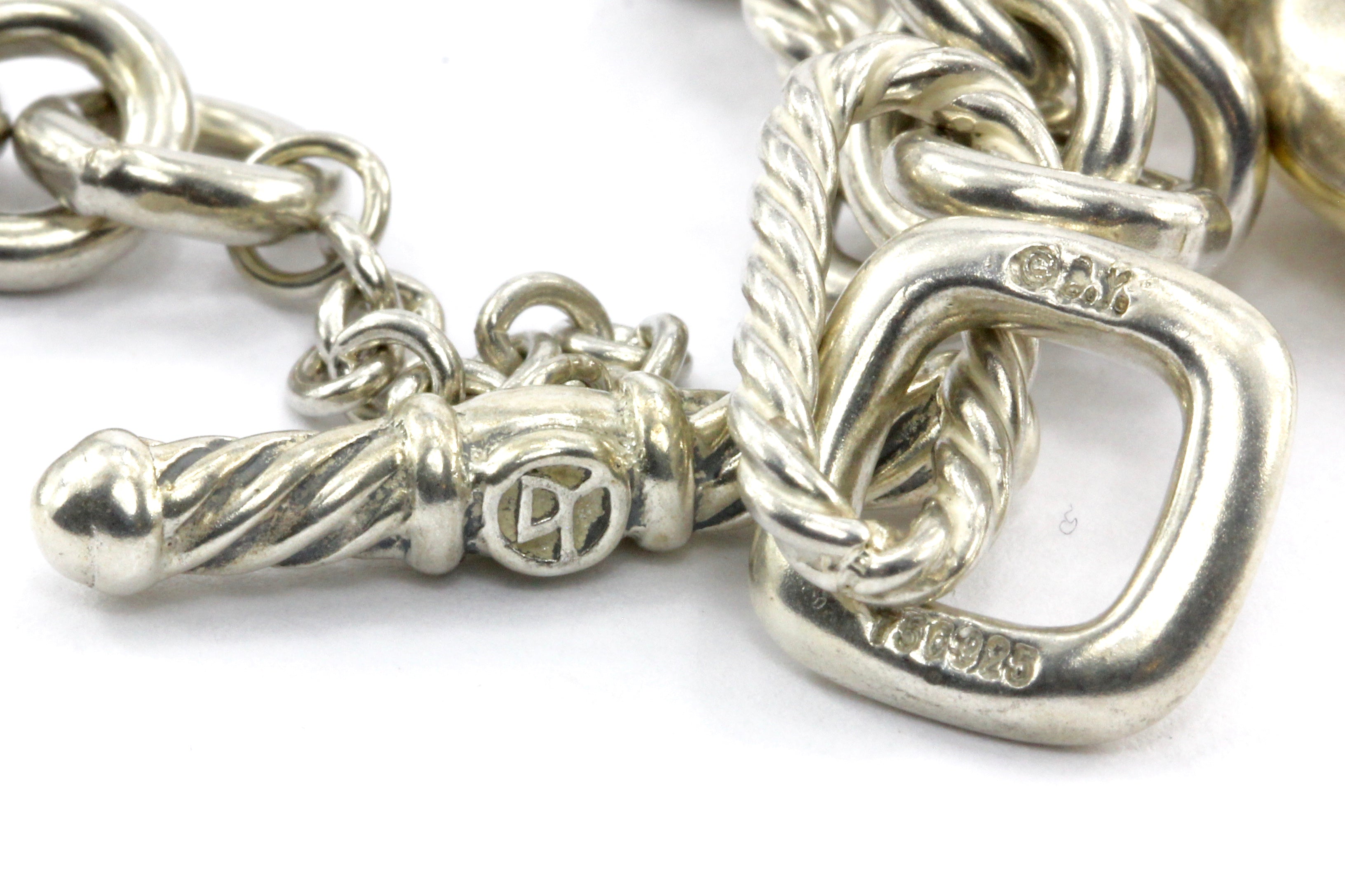 David Yurman Silver & 18K Yellow Gold Two Tone Cable Heart Figaro Necklace - Queen May